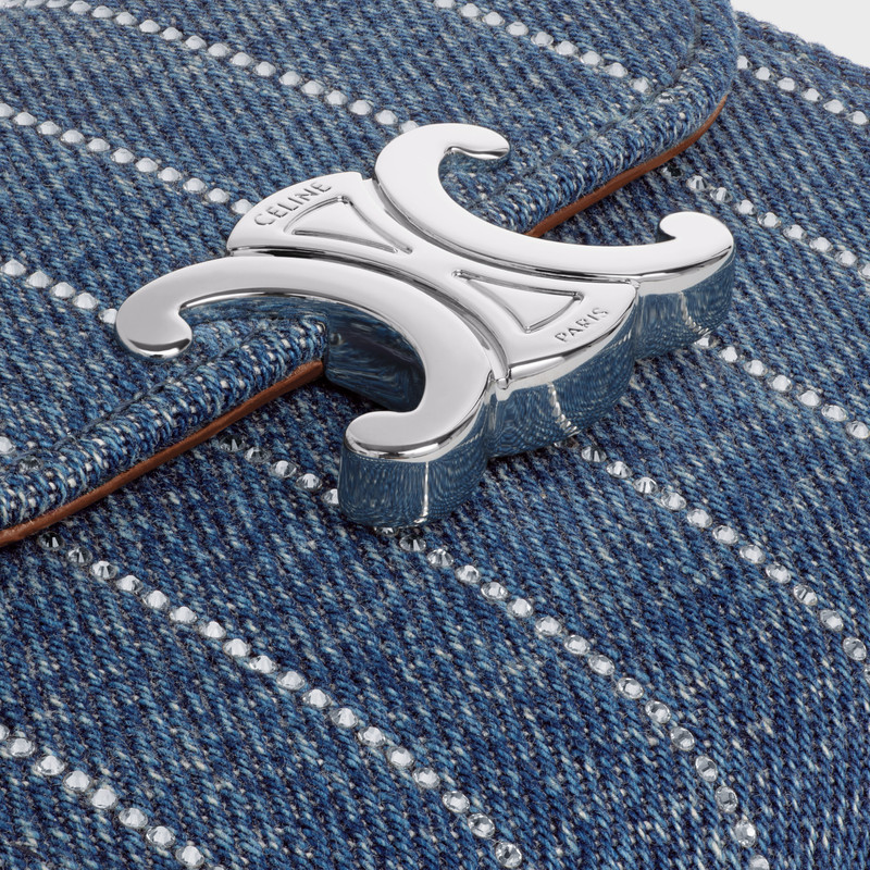 Small Flap Wallet TRIOMPHE IN STRIPED DENIM WITH STRASS 5