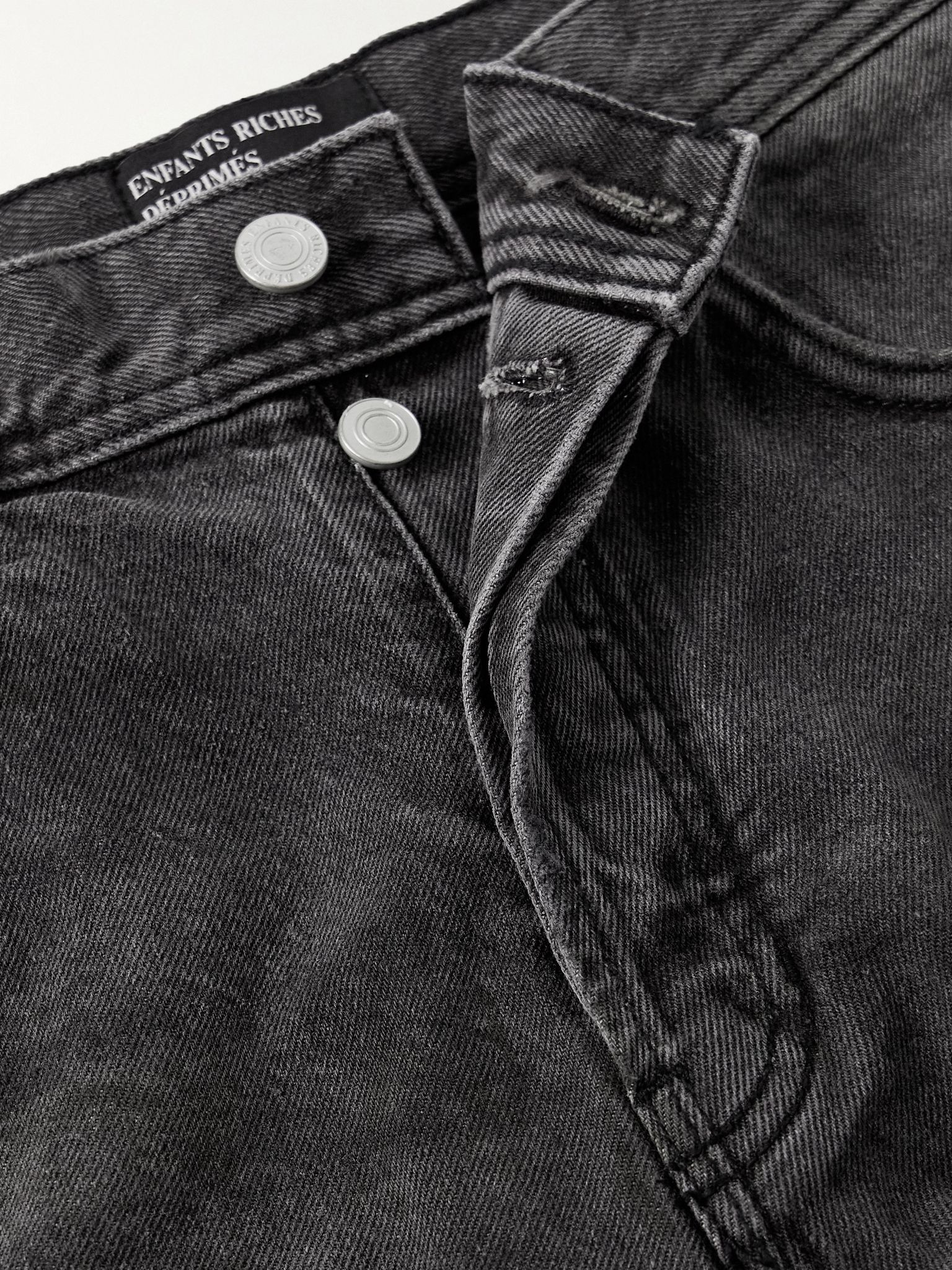 Straight-Leg Paint-Splattered Distressed Jeans Black - 6