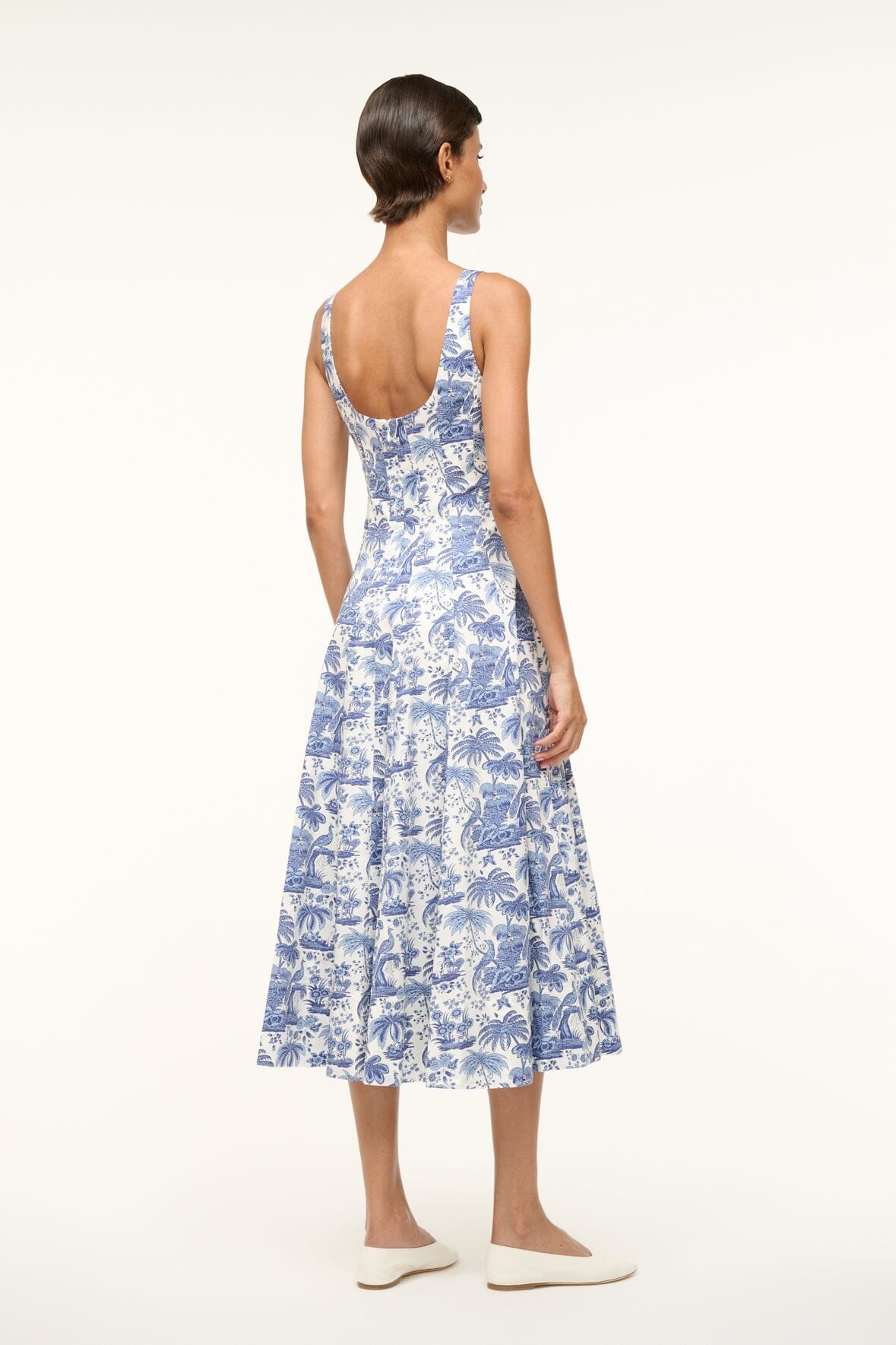 STAUD WELLS DRESS | CHINA BLUE TOILE - 4