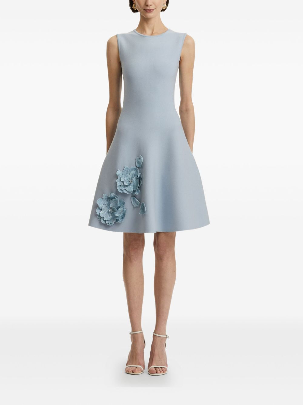 appliqued-floral mini dress - 2