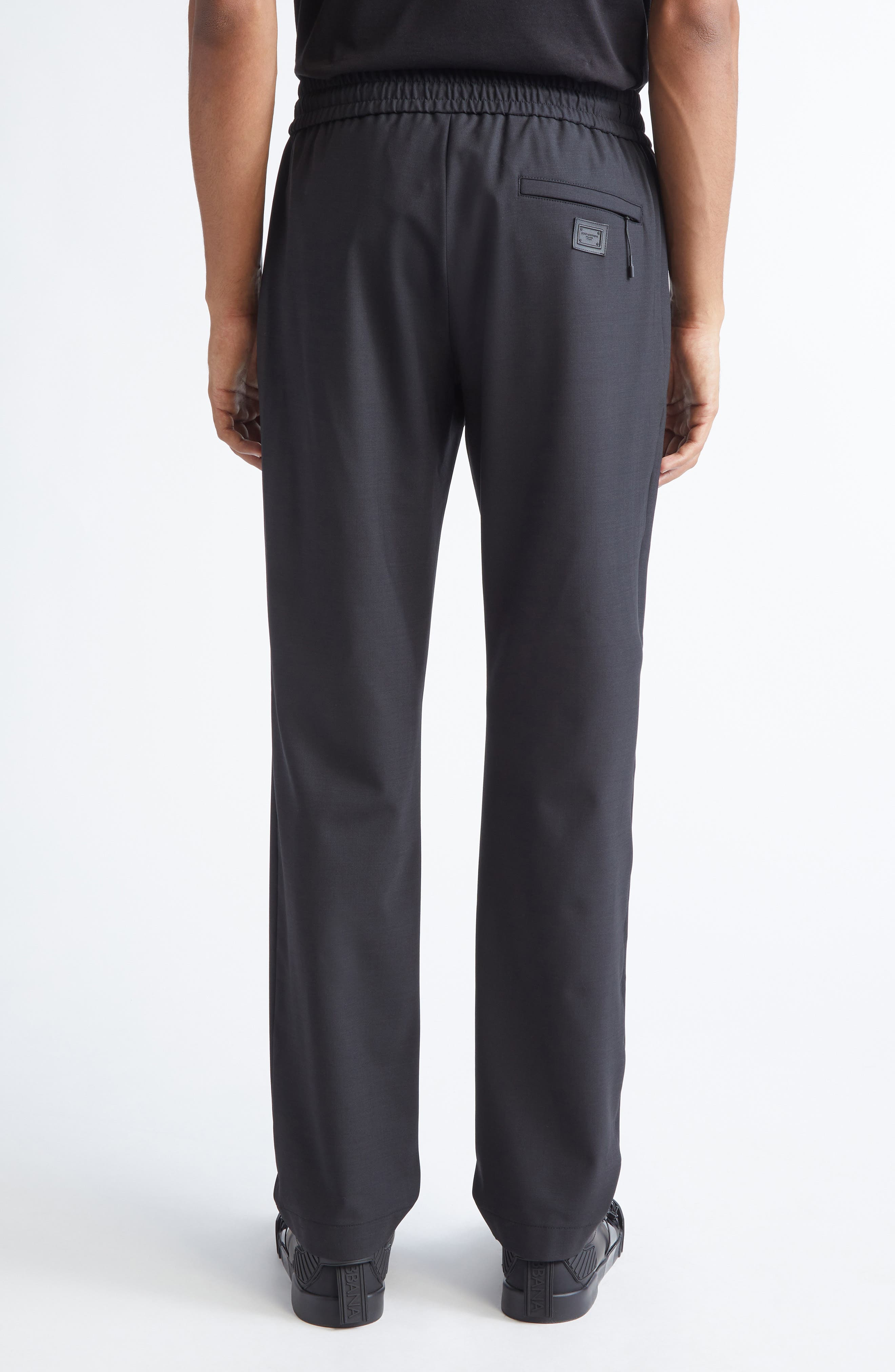 Dolce&Gabbana Drawstring Waist Wool Blend Canvas Pants in N0000 Nero at Nordstrom - 3