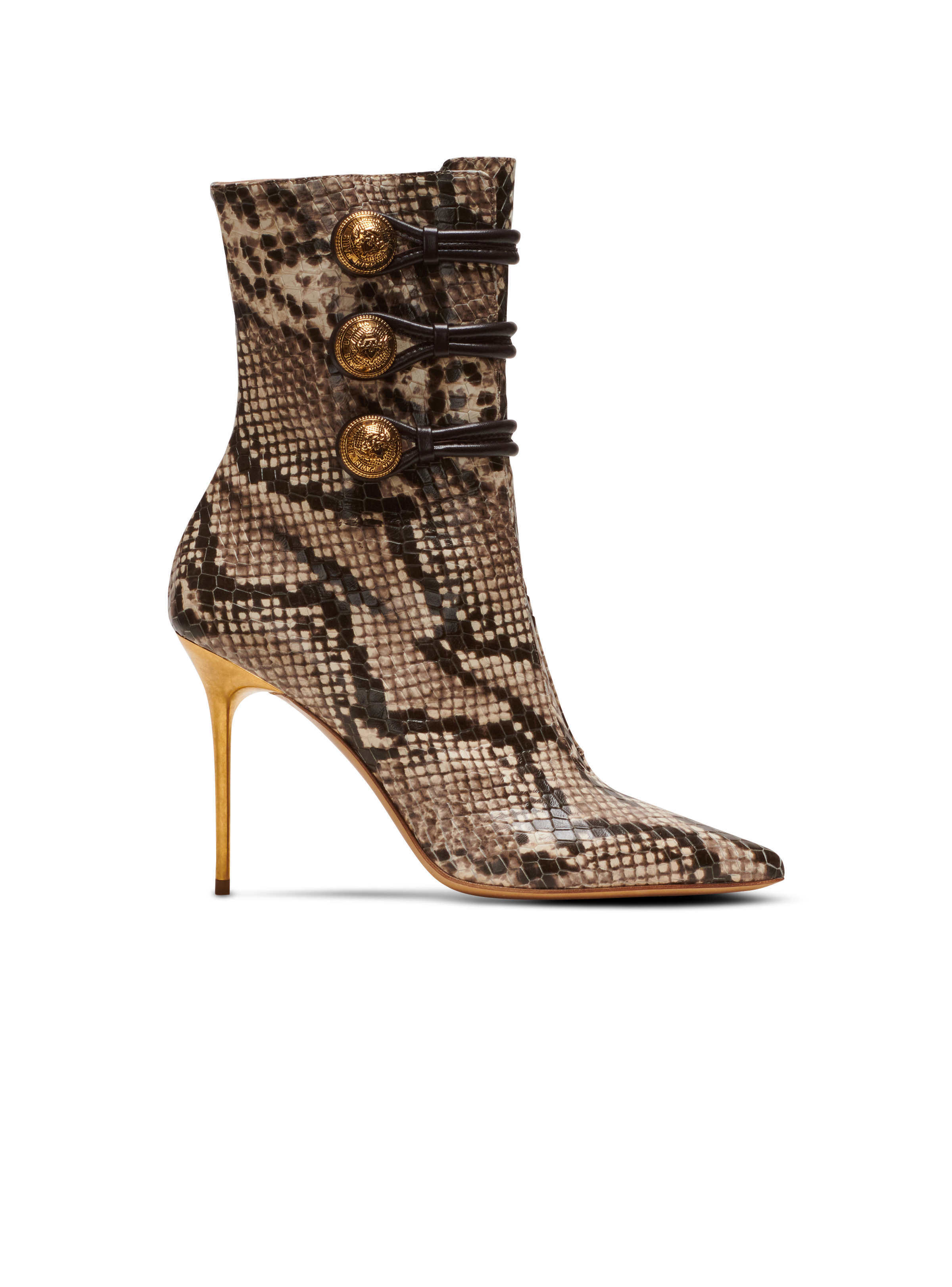 Balmain Alma snakeskin effect leather ankle boots REVERSIBLE