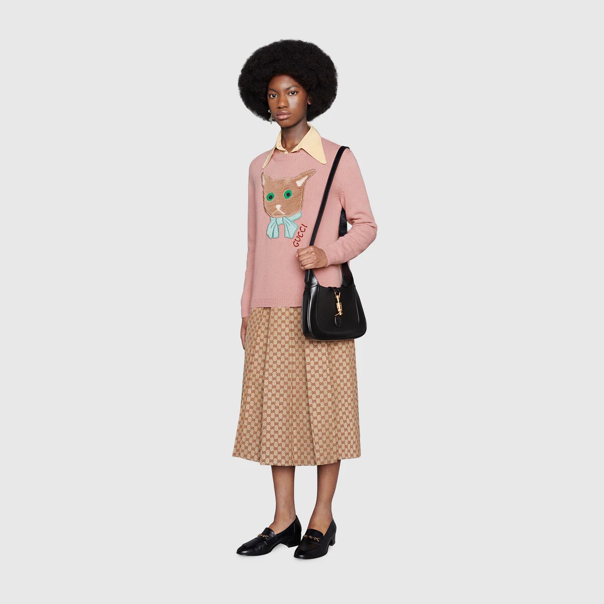 Wool sweater with Gucci cat patch - 2