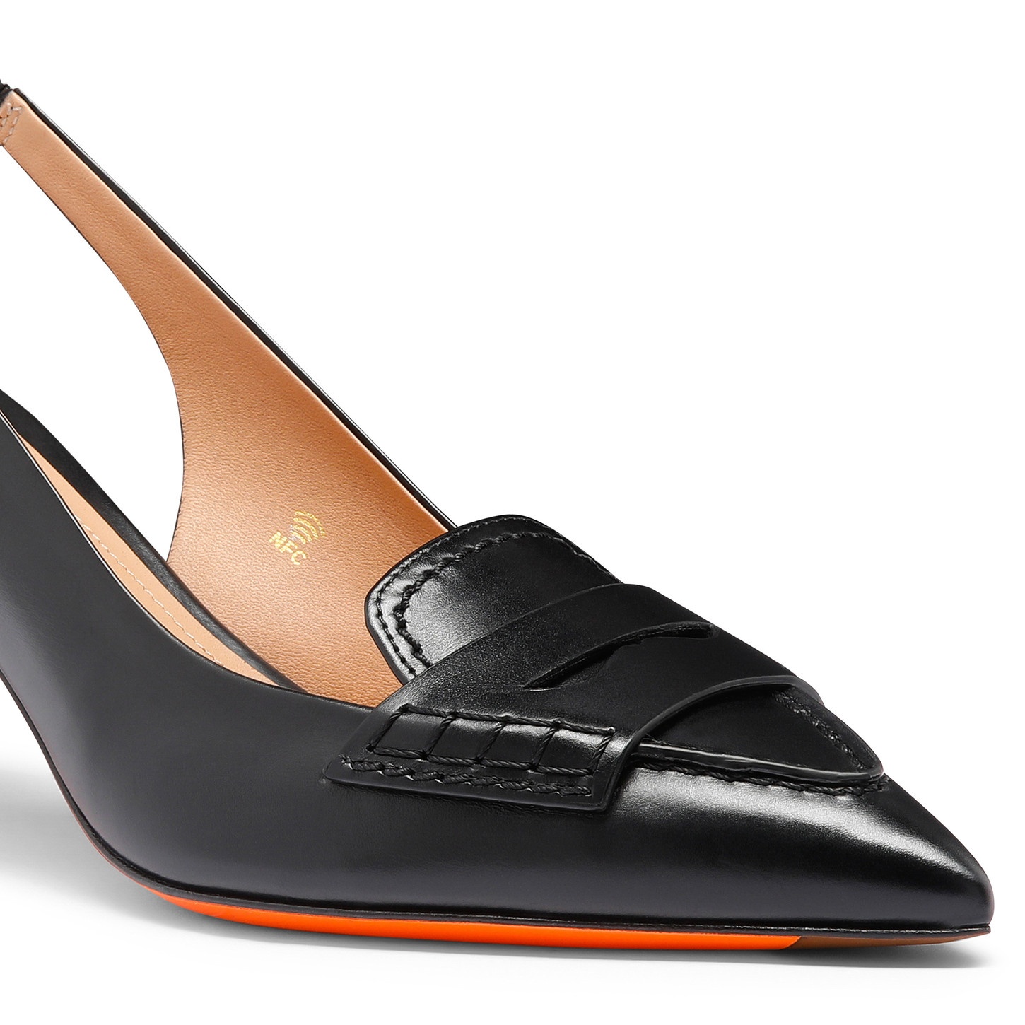 Women's black leather mid-heel pump - 6