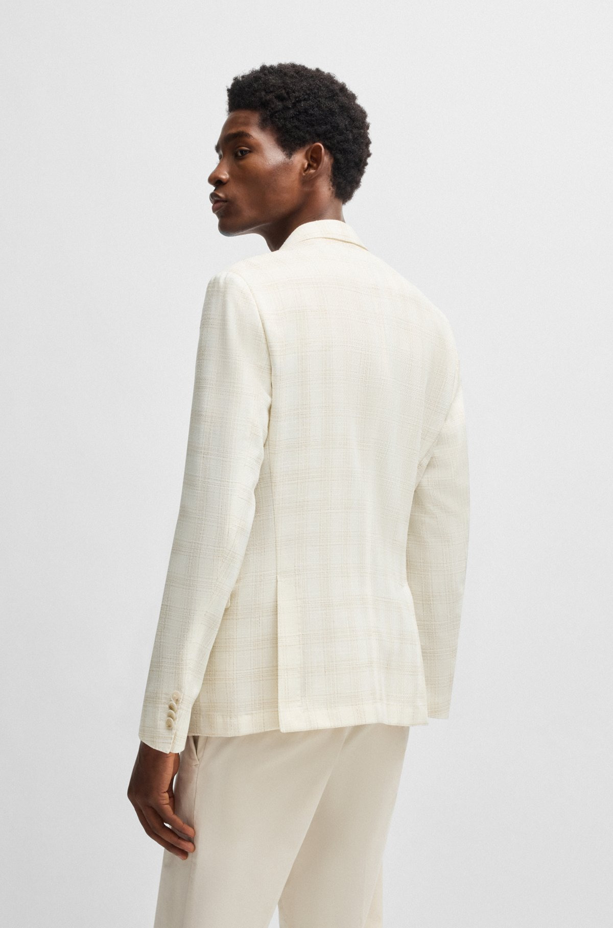 SLIM-FIT SUIT JACKET IN A CHECKED WOOL BLEND - 4