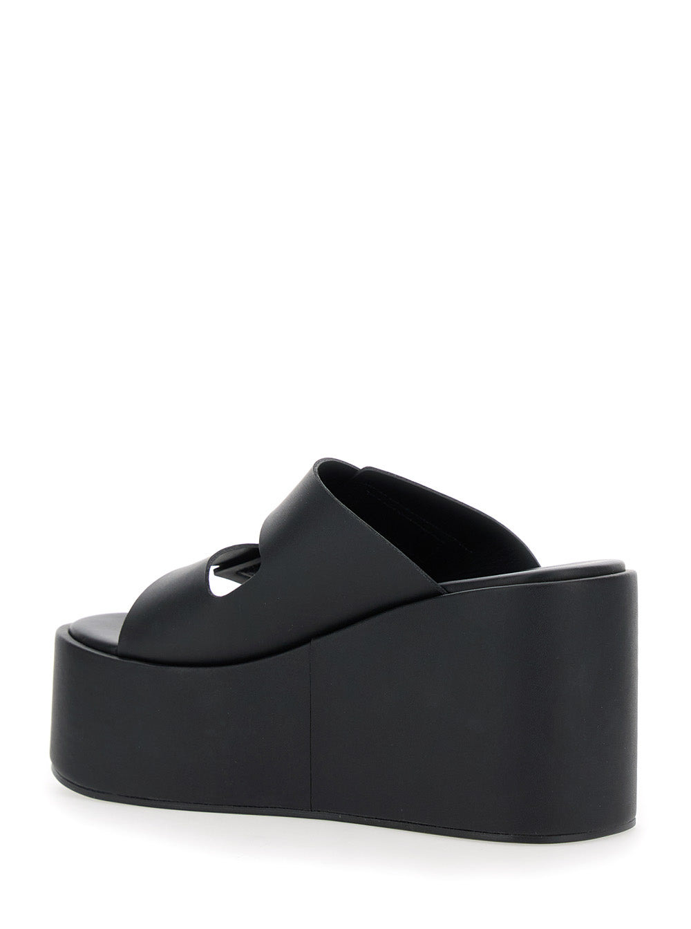 Coperni Women Black Wedges With Logo Patch On The Front And Touch-Strap Closure In Leather Woman - 3