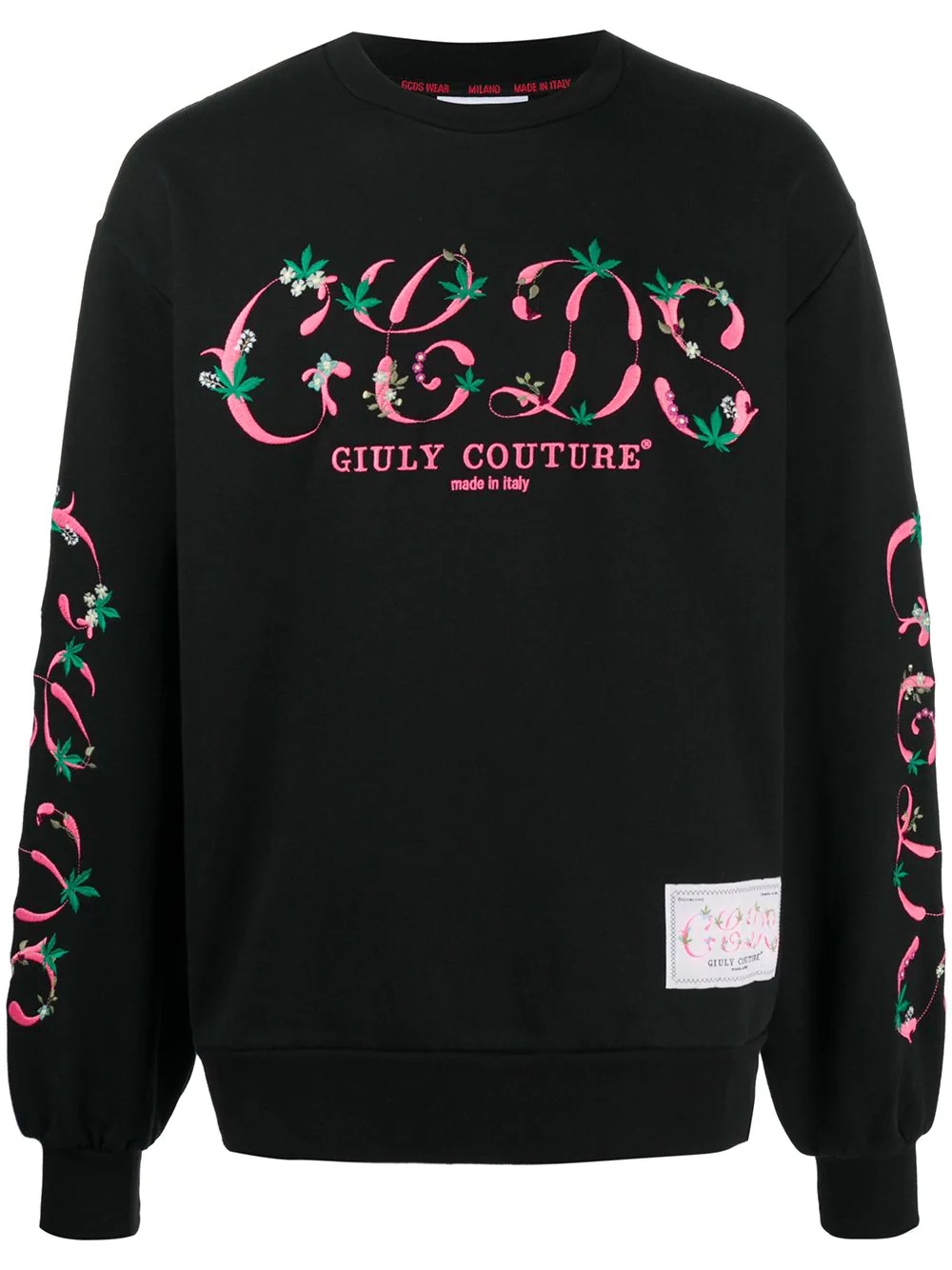 embroidered logo floral sweatshirt - 1