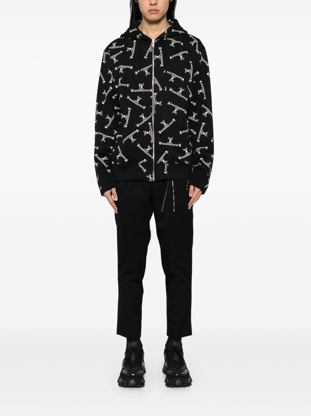 embroidered-logo tapered trousers - 2