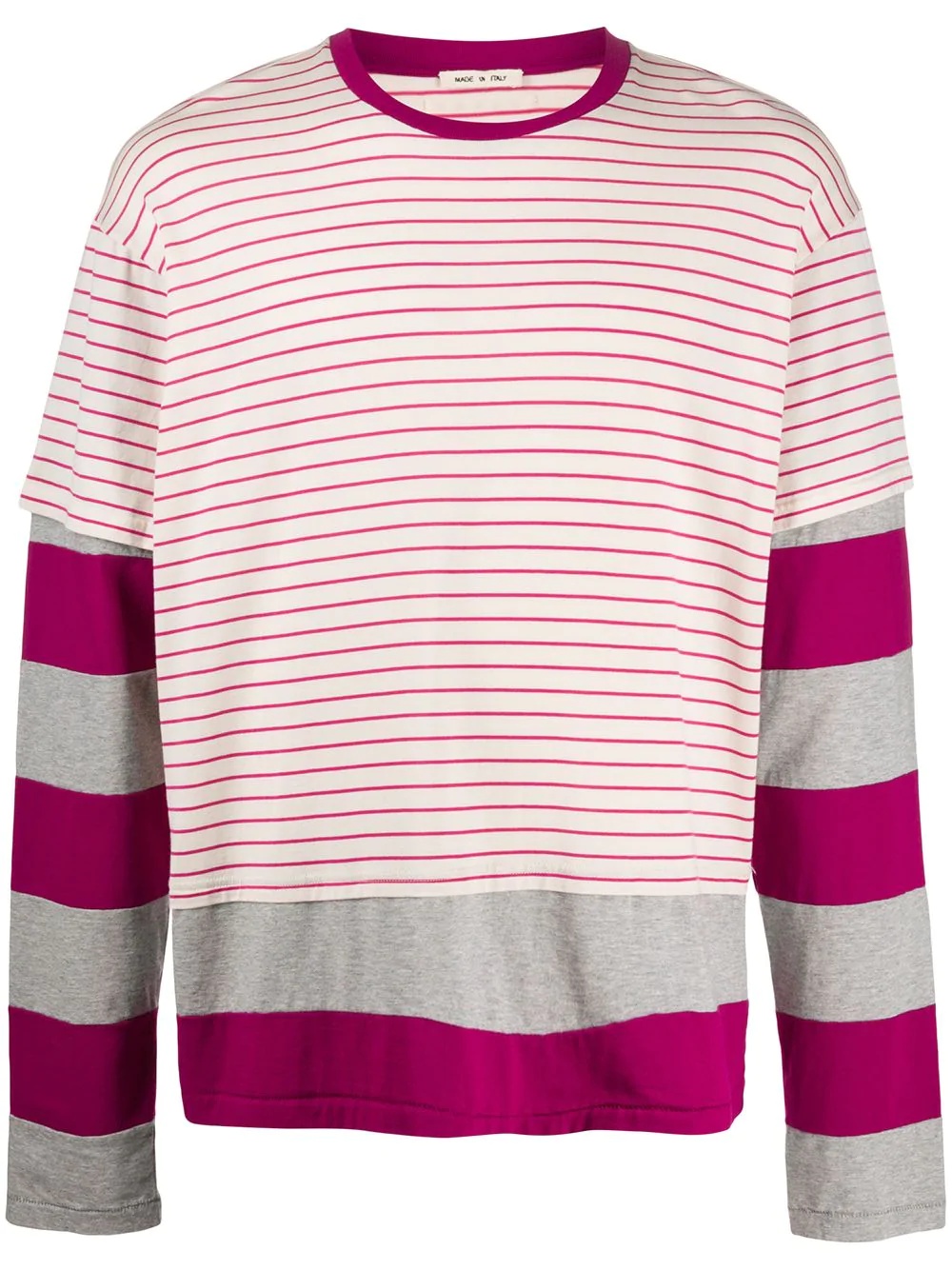 multi-stripe layered T-shirt - 1