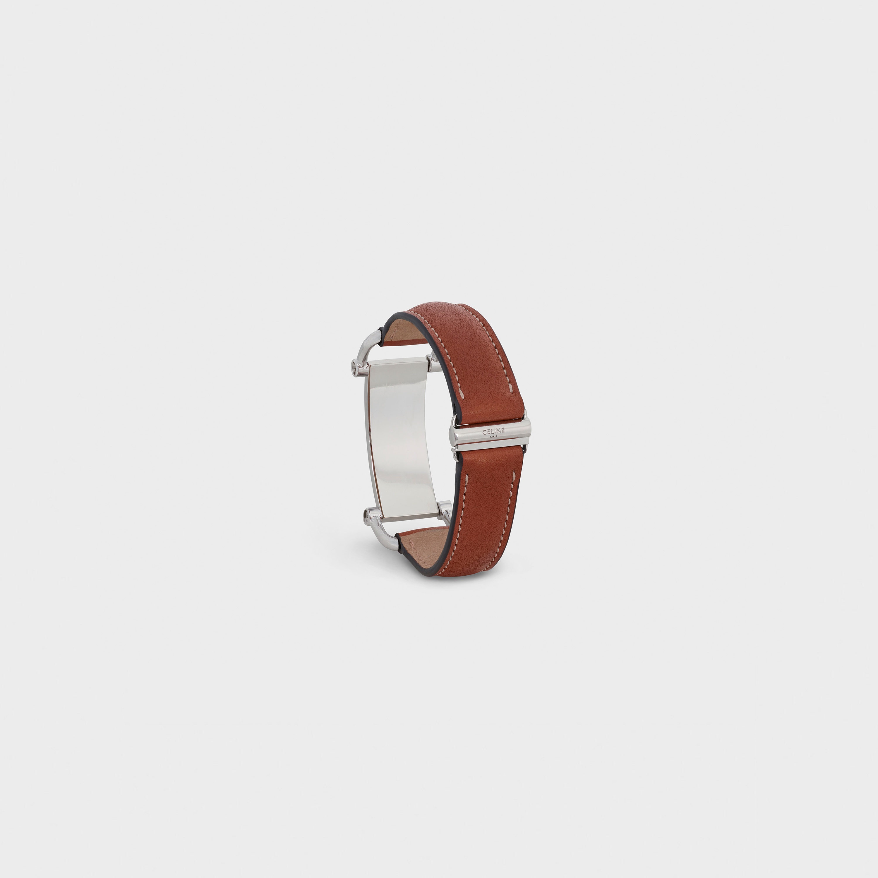 CELINE PLAQUE BRACELET IN CALFSKIN AND BRASS WITH RHODIUM FINISH - 3
