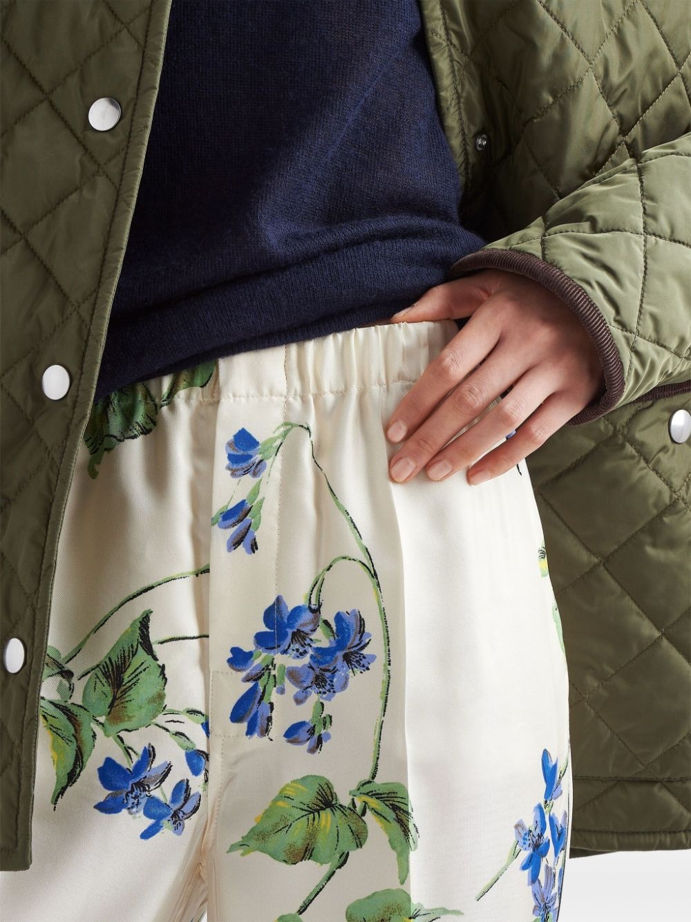 floral twill trousers - 5