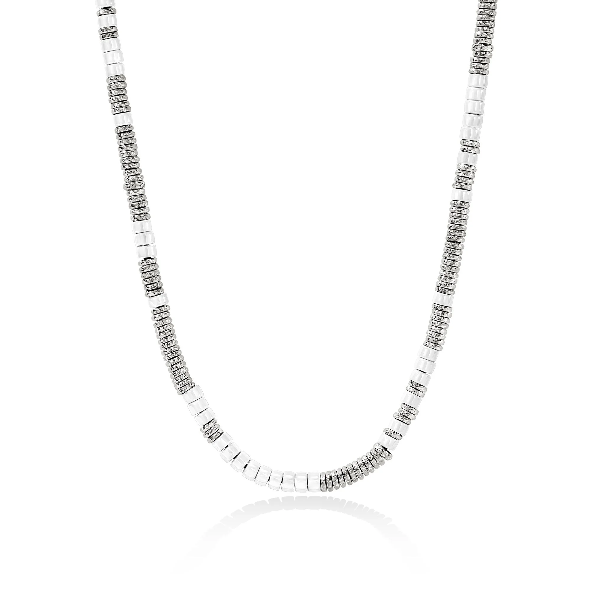 Heishi Necklace, Sterling Silver, Enamel - 1
