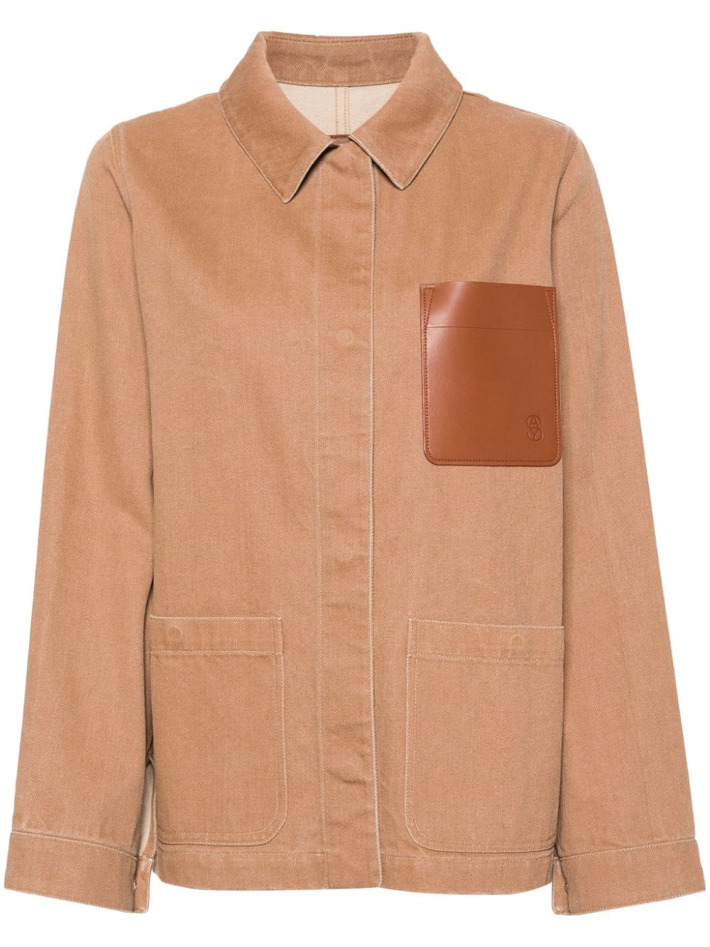leather-pocket denim jacket - 1