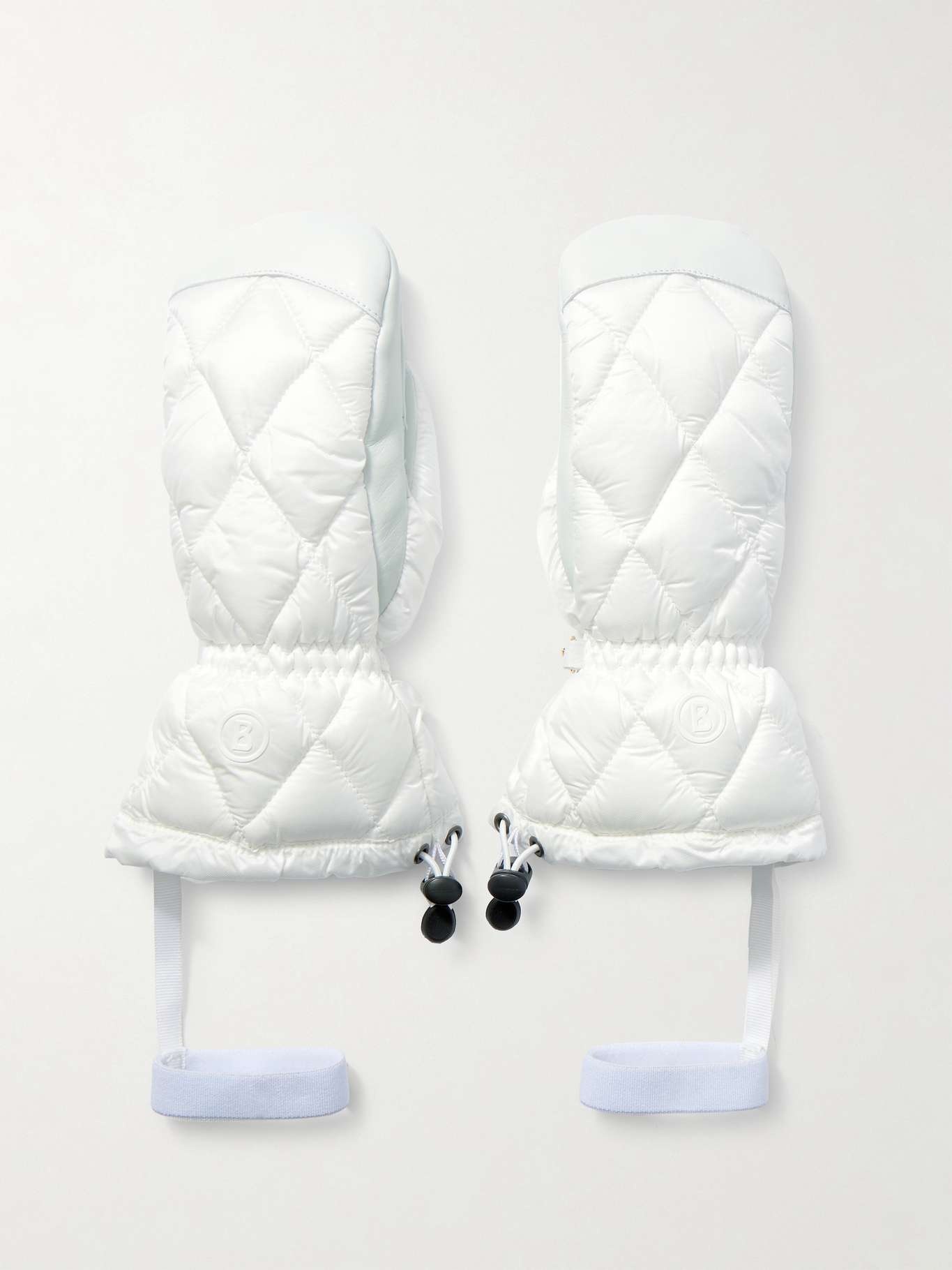 Selia quilted padded shell and leather ski mittens Off-white - 4