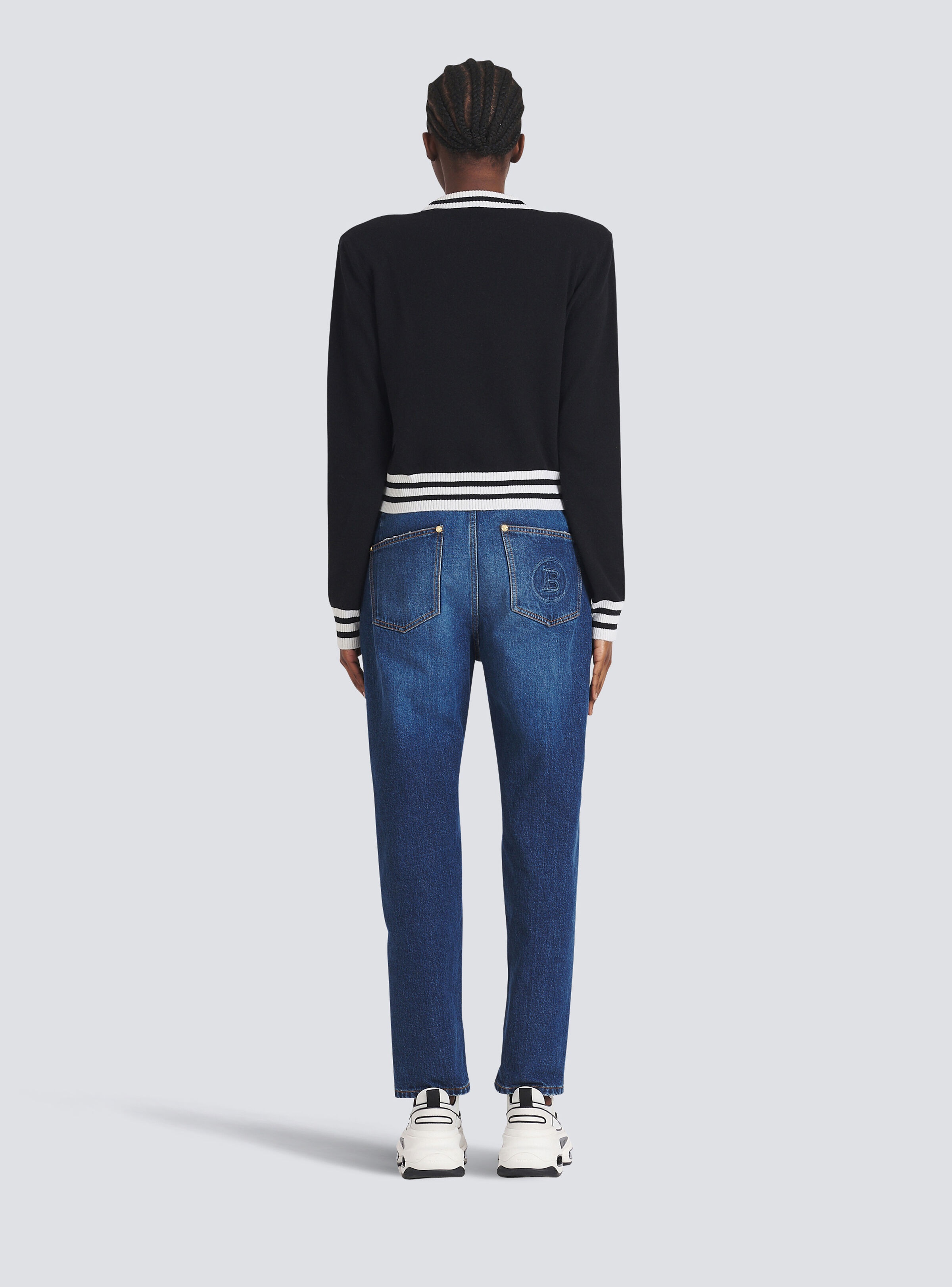 Cropped wool sweatshirt with Balmain logo - 4