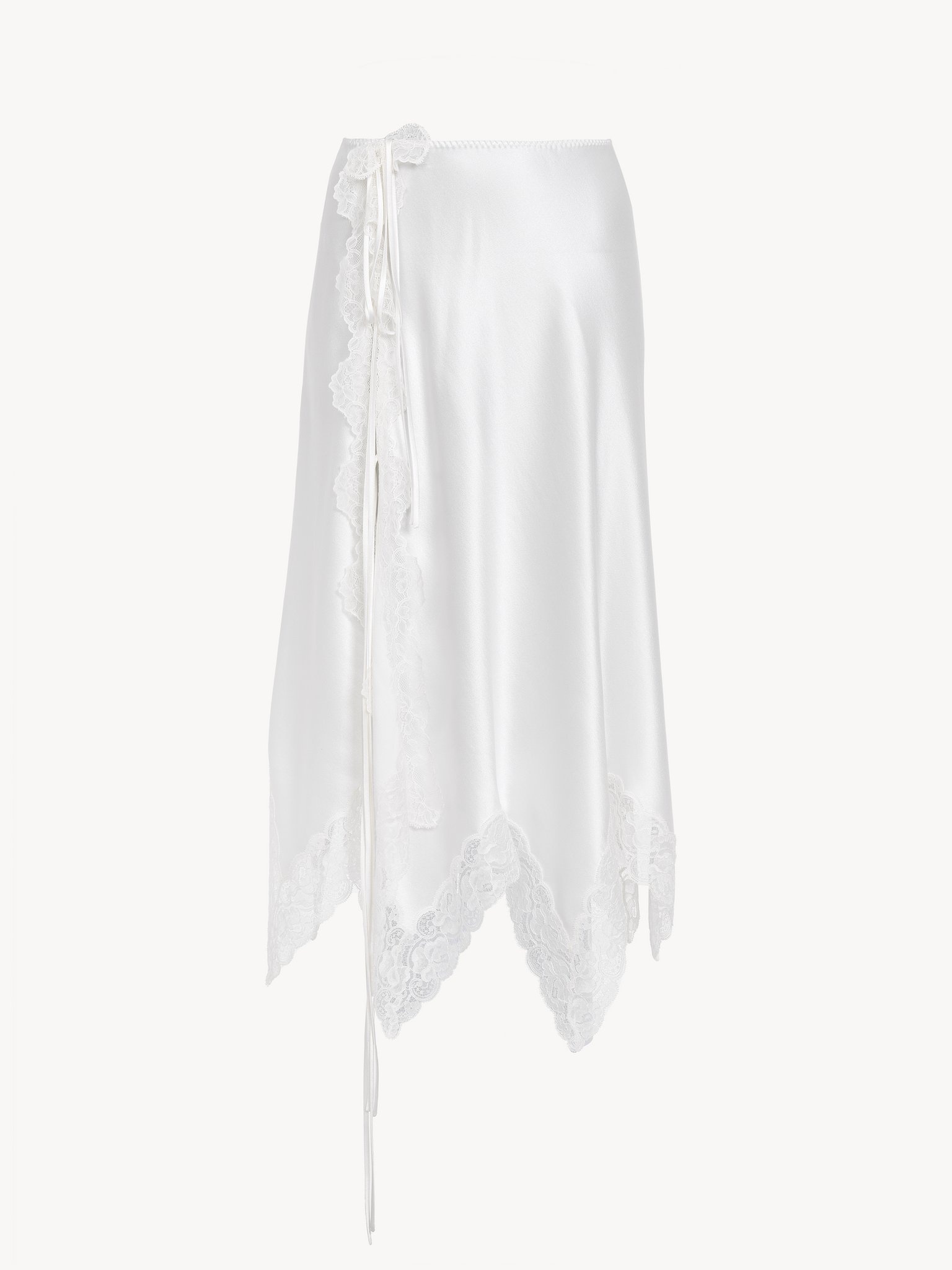LACE-TRIMMED LINGERIE SKIRT IN SILK SATIN - 2