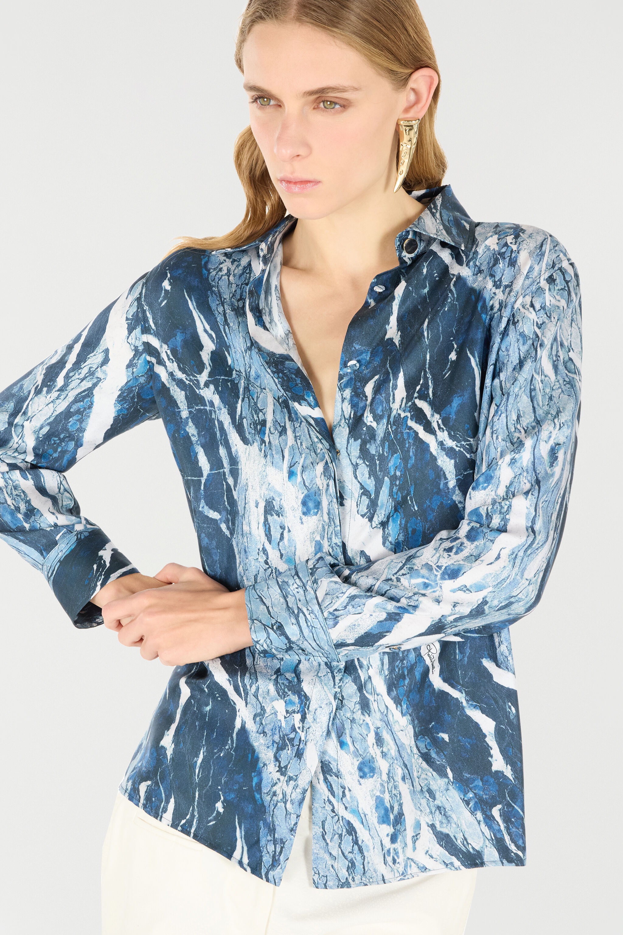 Marble-Print Shirt - 6