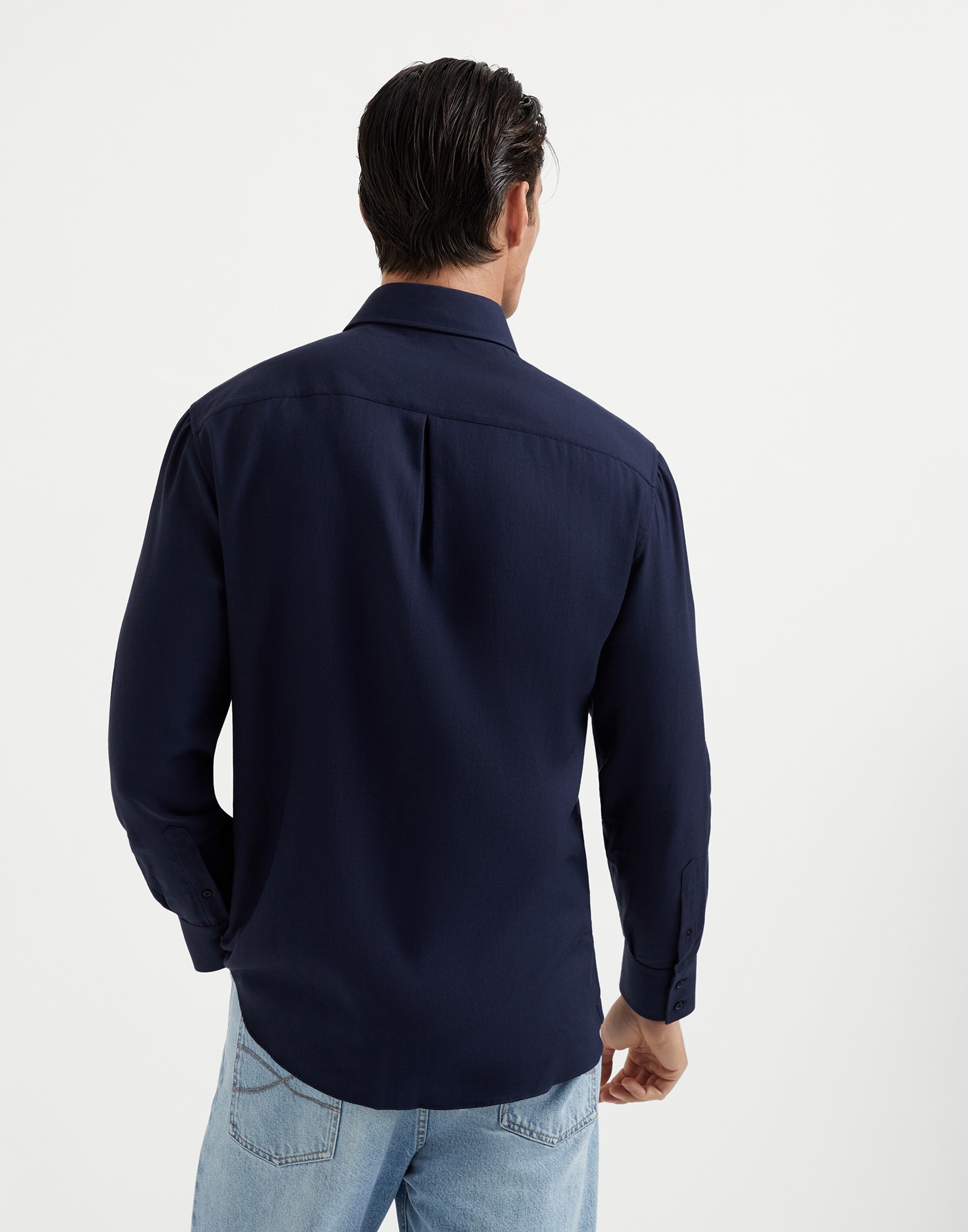 Cotton and cashmere twill basic fit shirt with spread collar - 2