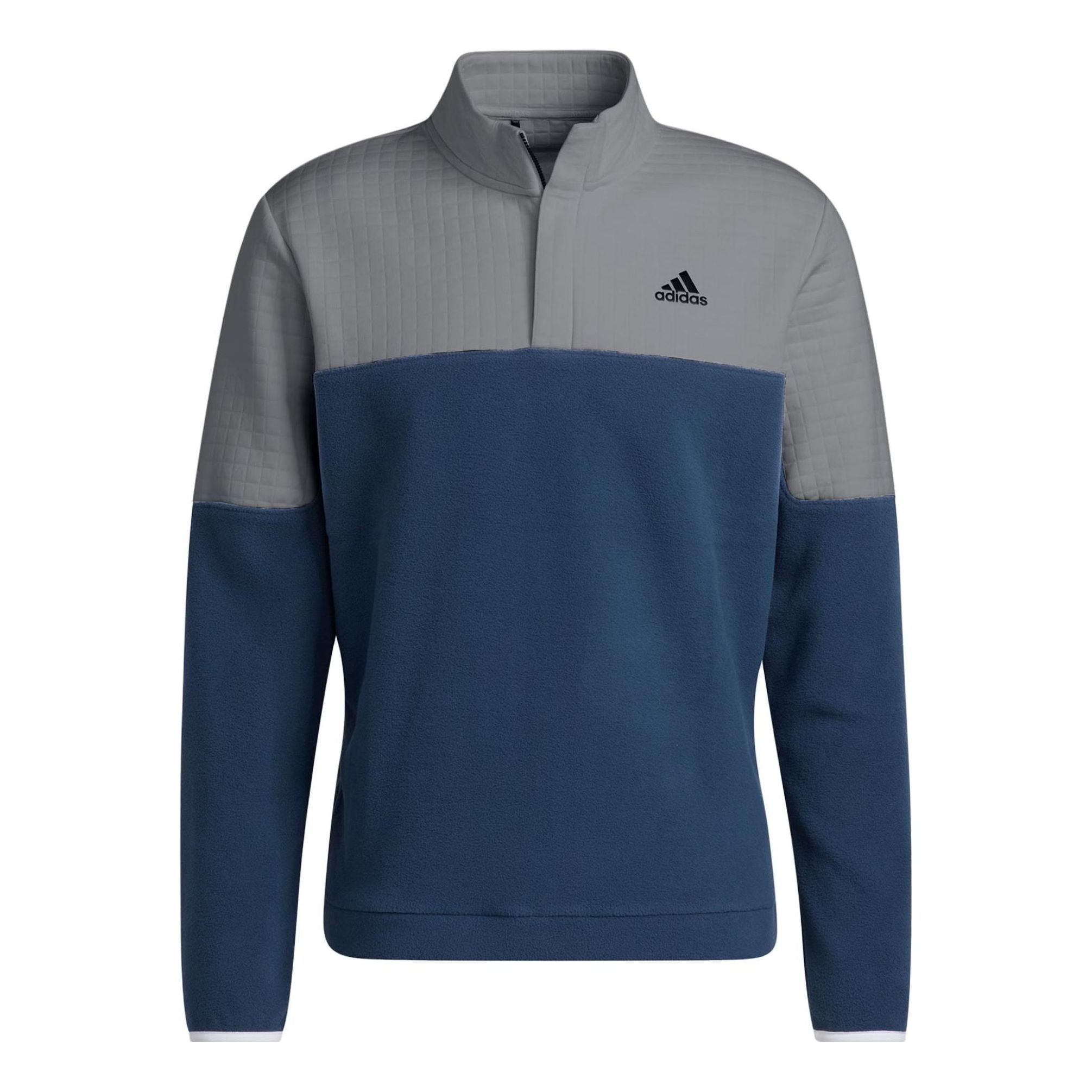 Men's adidas Colorblock Half Zipper Stand Collar Logo Embroidered Pullover Long Sleeves Blue HF6528 - 1
