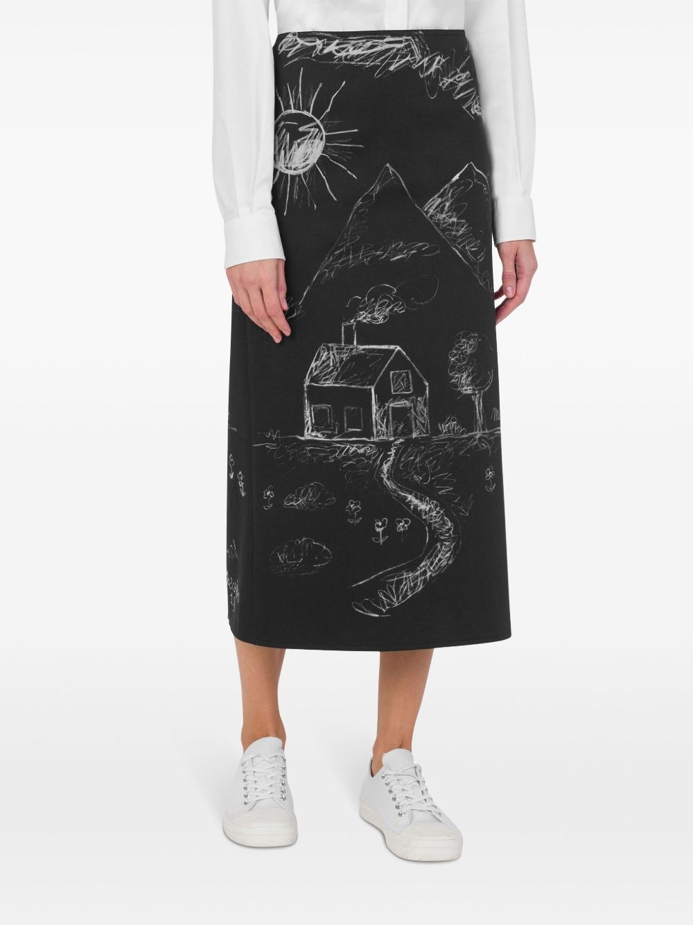 illustration-print skirt - 2