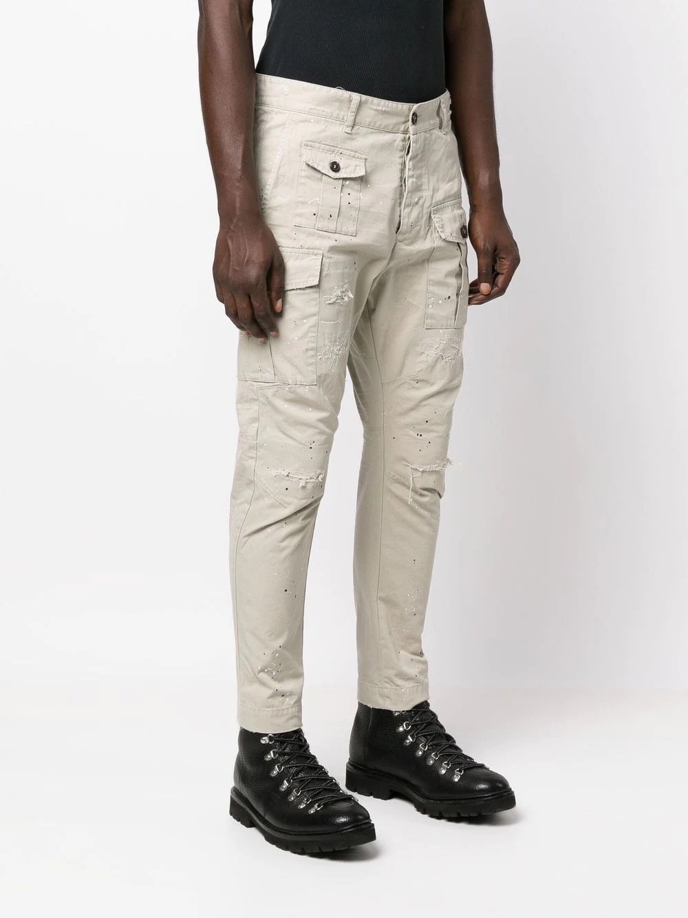 paint splatter-print cargo trousers - 3