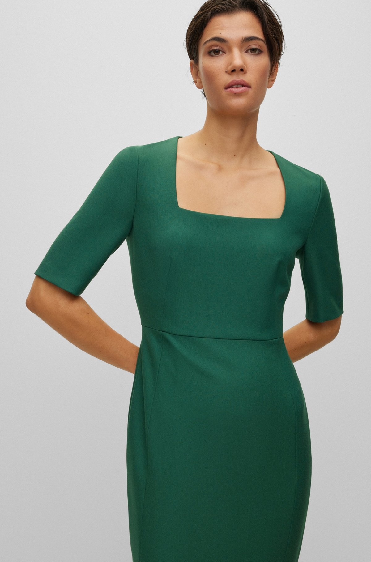 SLIM-FIT DRESS WITH SQUARE NECKLINE - 5