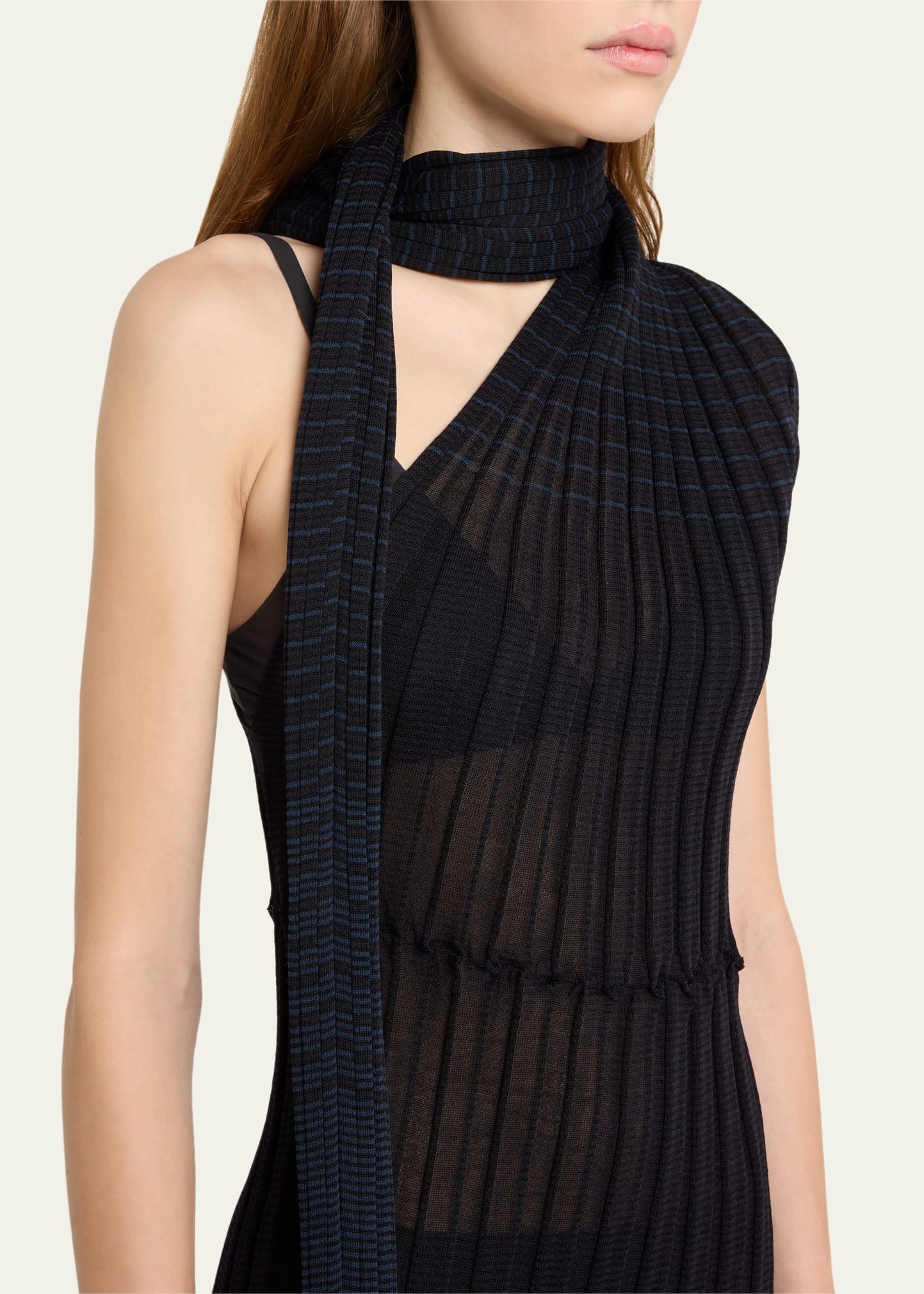 ISSEY MIYAKE Asagao Scarf-Neck Knit Midi Dress | bergdorfgoodman |  REVERSIBLE