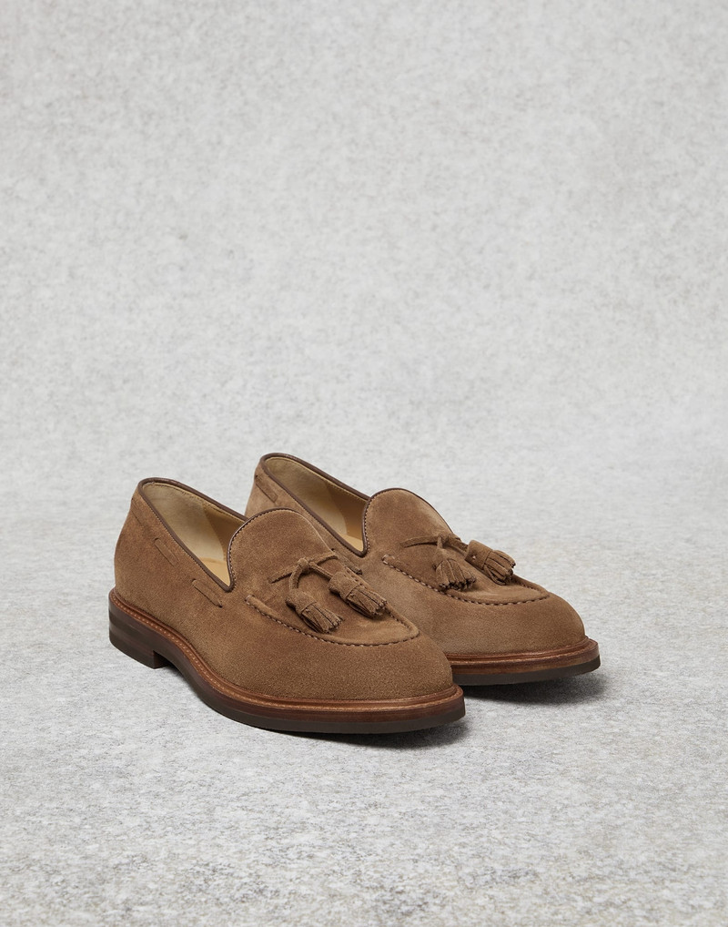 Suede loafers with tassels 1