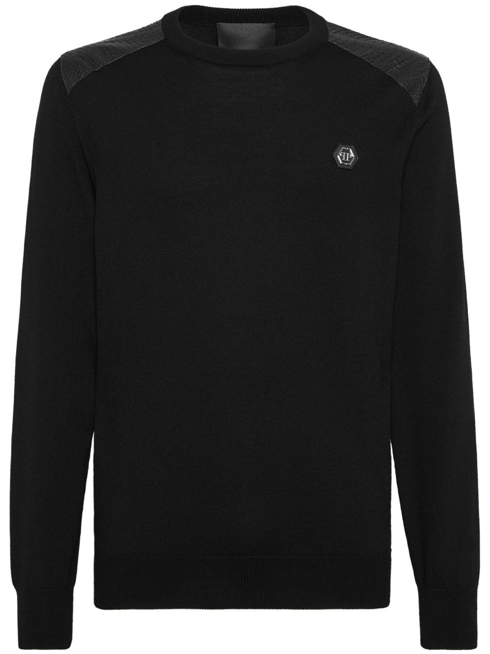 elbow-patch merino wool jumper - 1
