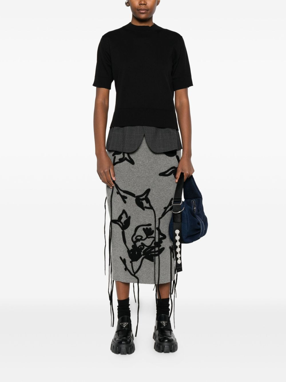 short-sleeve layered sweater - 2