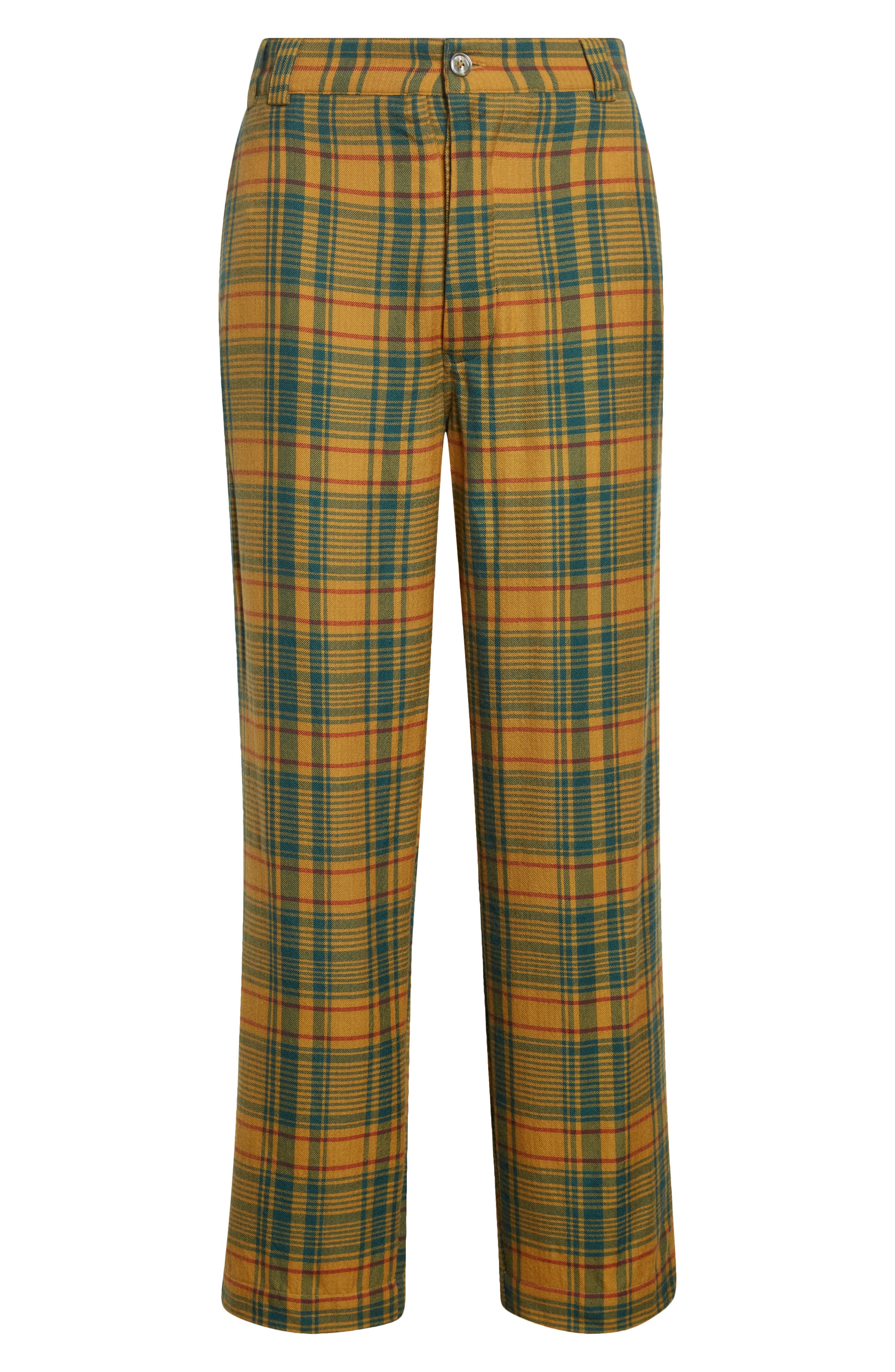 The Elder Statesman Plaid Pashmina Norm Cashmere & Wool Pants in Sunshine Plaid at Nordstrom - 5