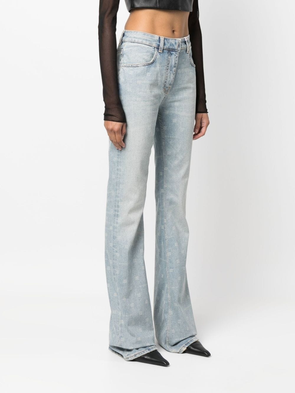 logo-print flared jeans - 3