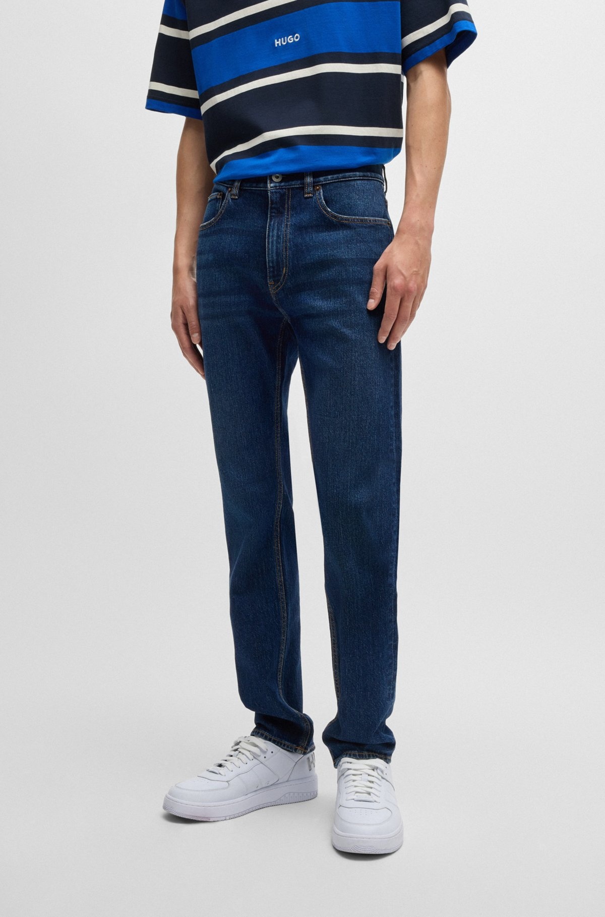 SLIM-FIT JEANS IN BLUE STRETCH DENIM - 2