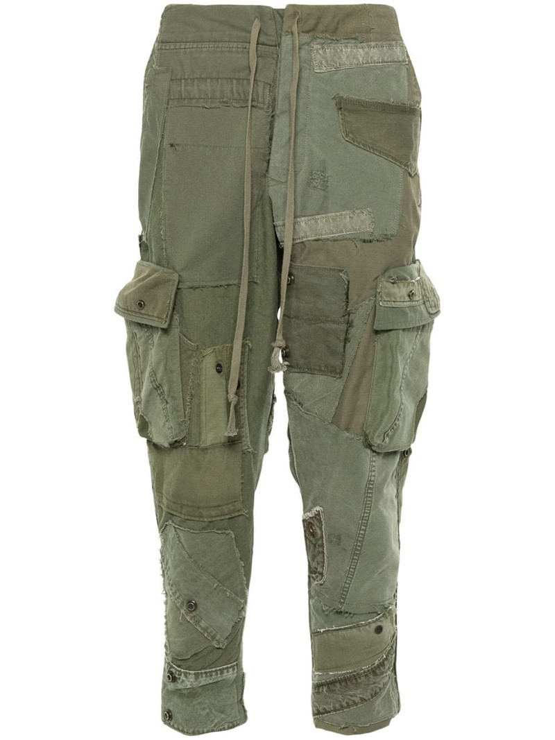 patchwork-design cotton trousers 1