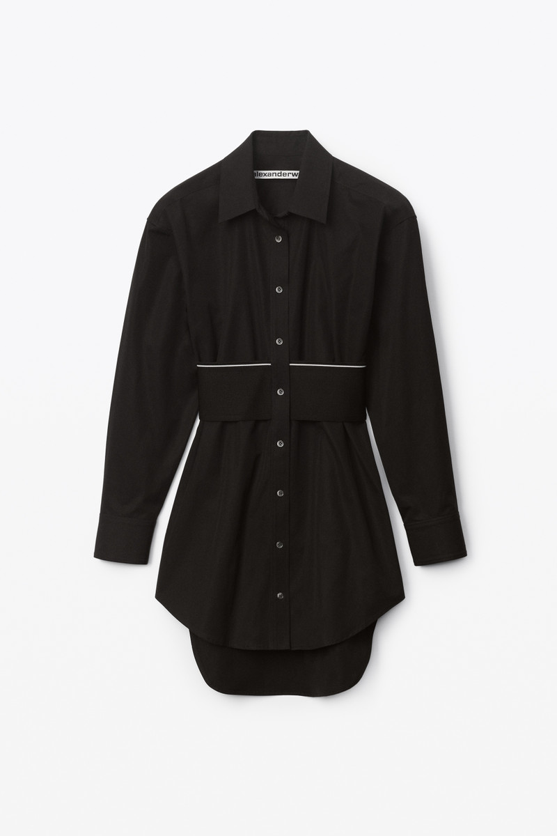 LOGO ELASTIC DRESS IN COTTON POPLIN - 1