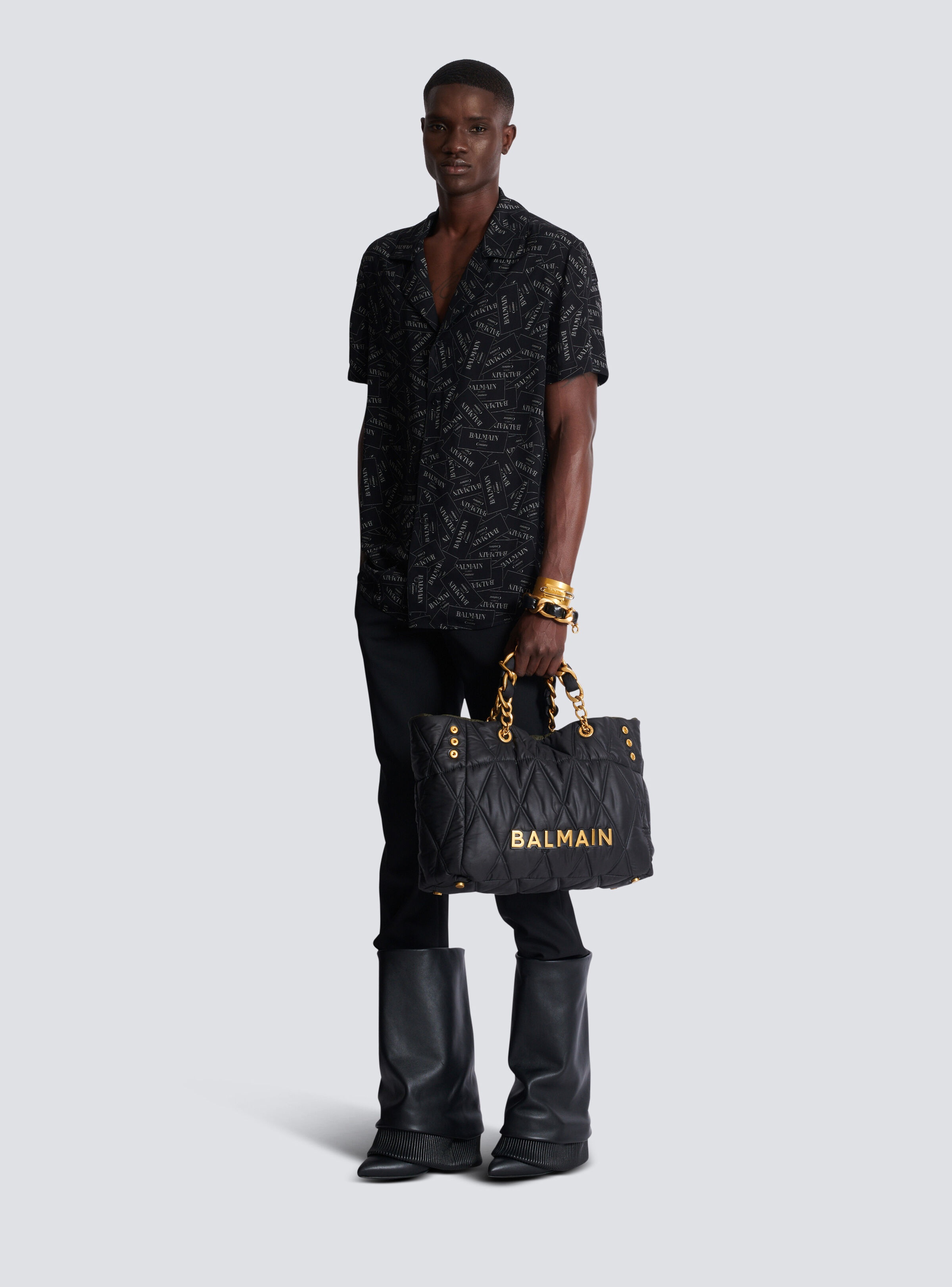 Pyjama shirt with all-over Balmain label print - 2