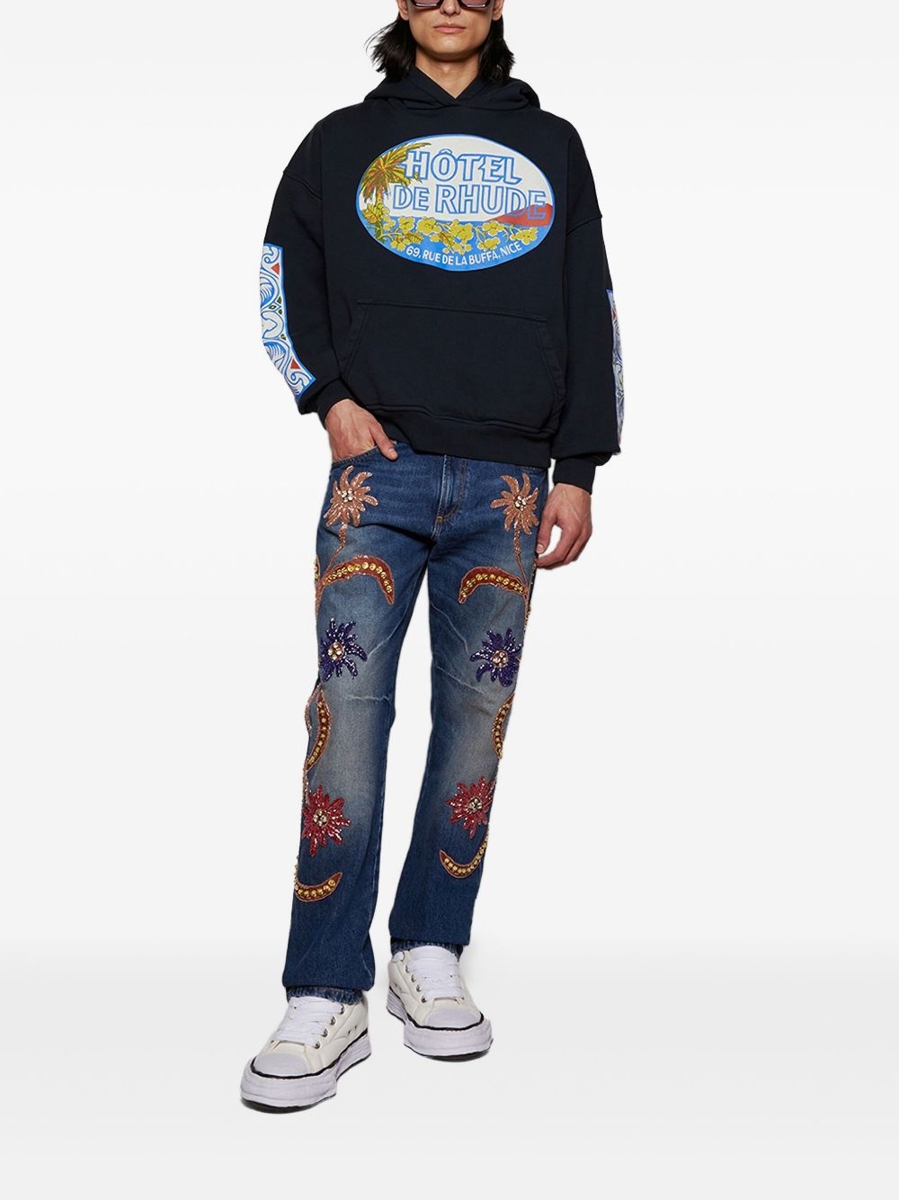 Rhude Hotel graphic-print hoodie - 2