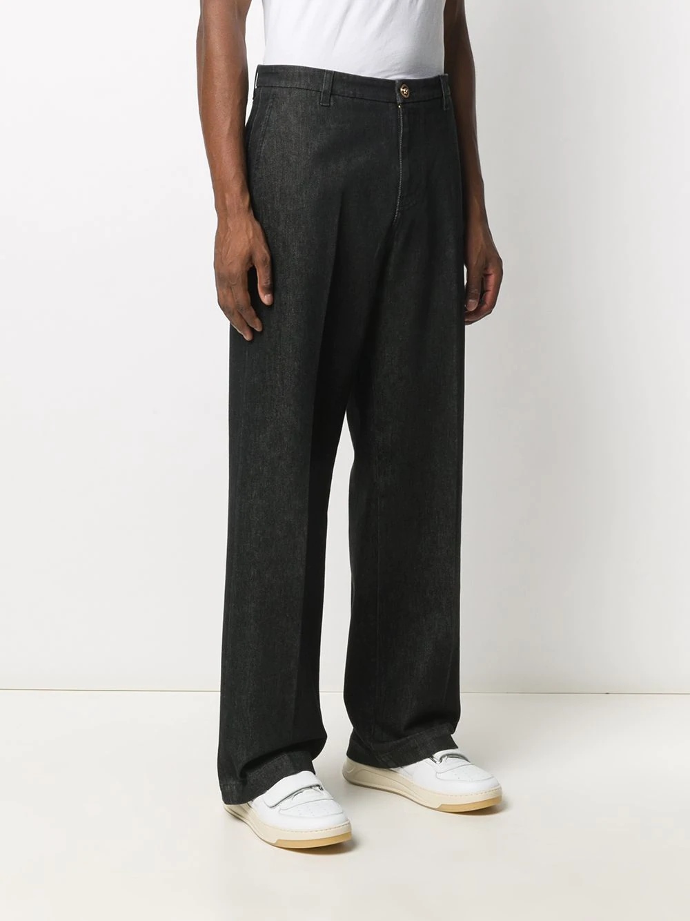 wide leg denim trousers - 3