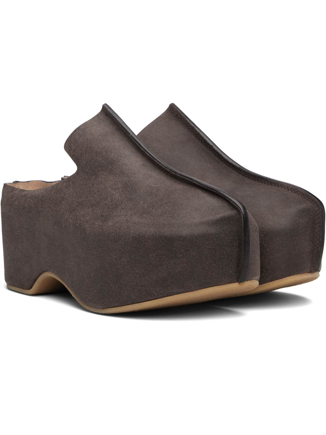 Brown Platform Clogs - 4