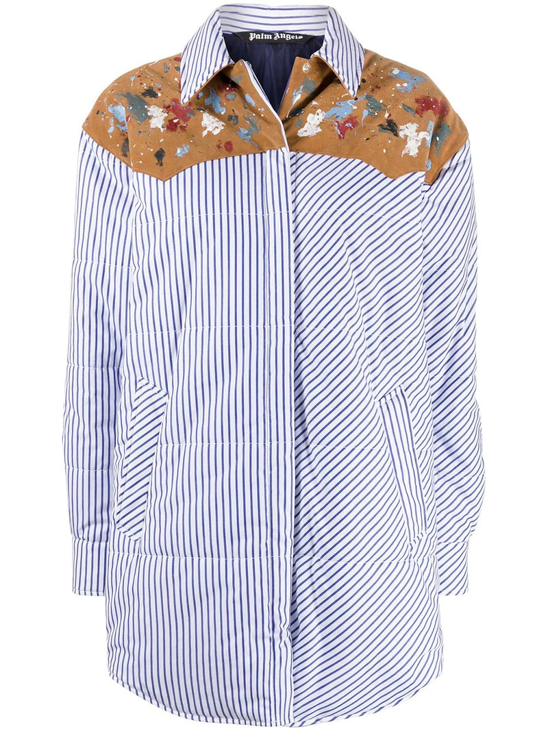 vertical-stripe padded shirt jacket 1