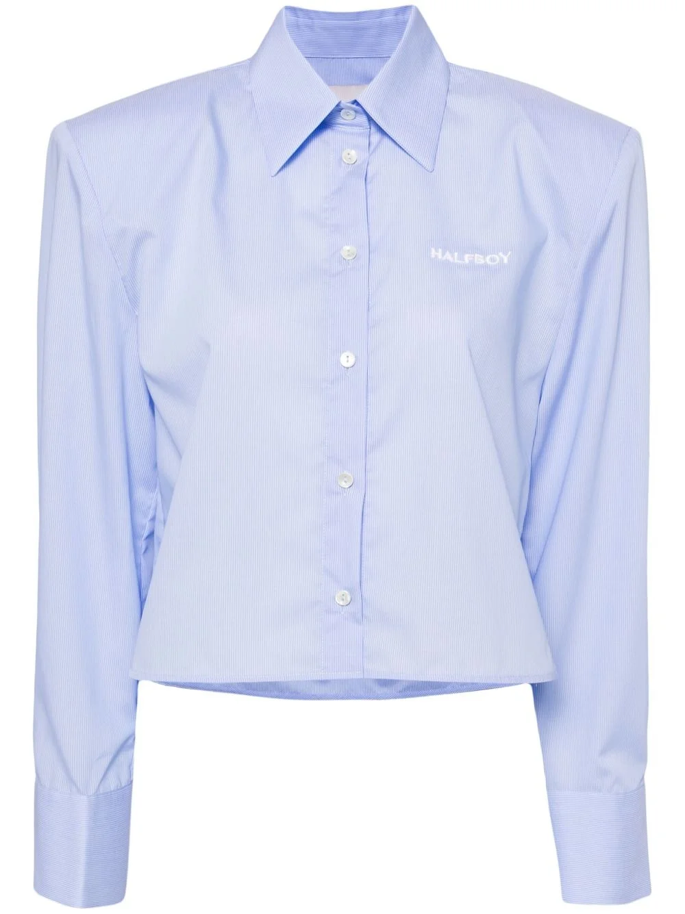 logo-embroidered cotton shirt - 1