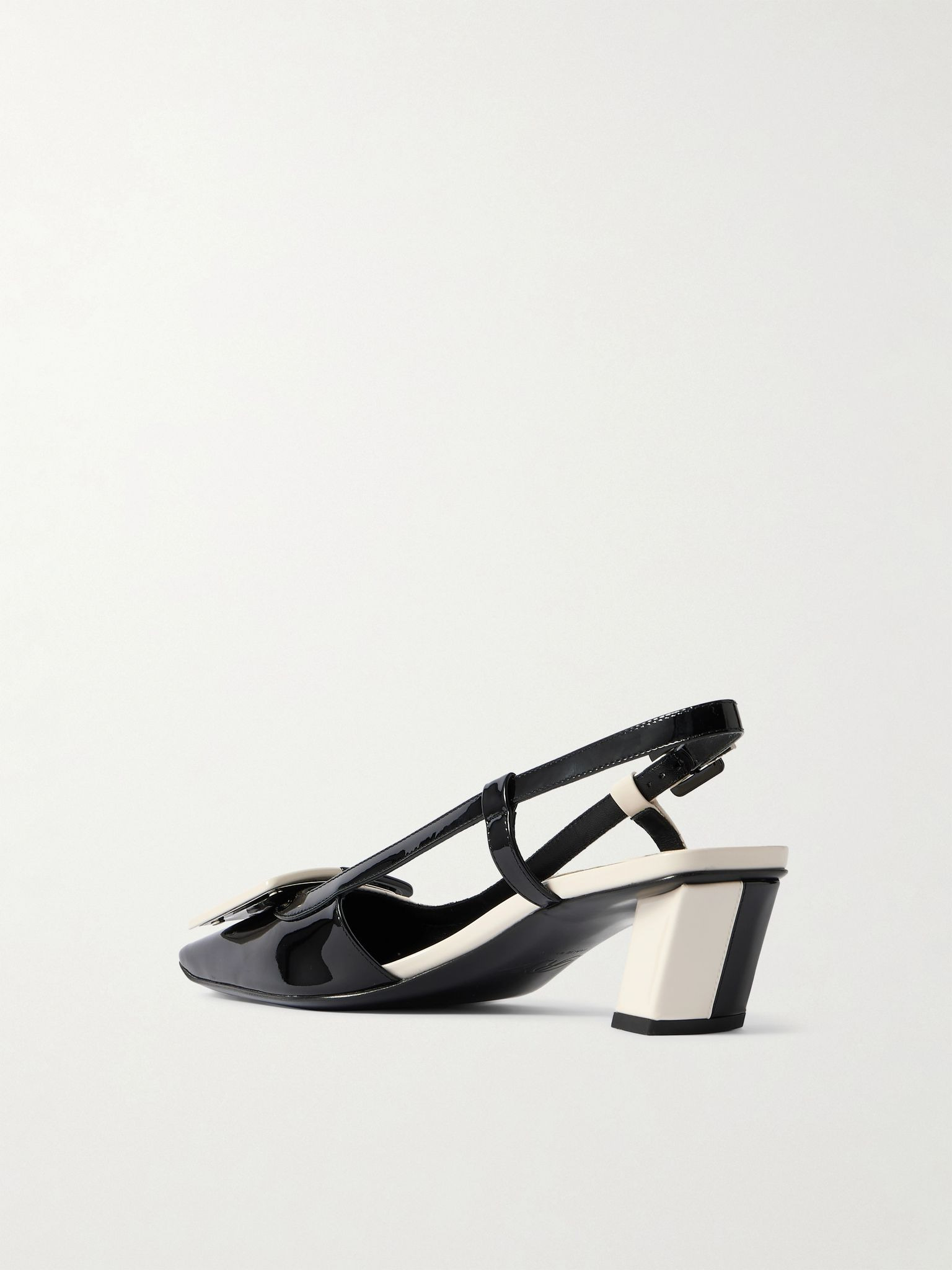 Belle Vivier 45 two-tone patent-leather slingback pumps White - 3