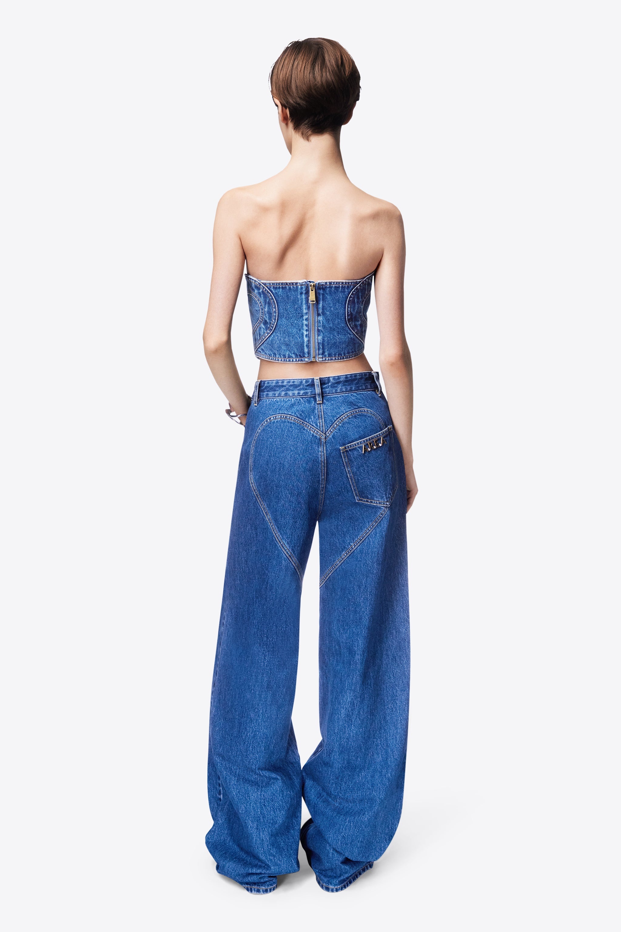 HEART CUTOUT WIDE LEG JEAN - 5