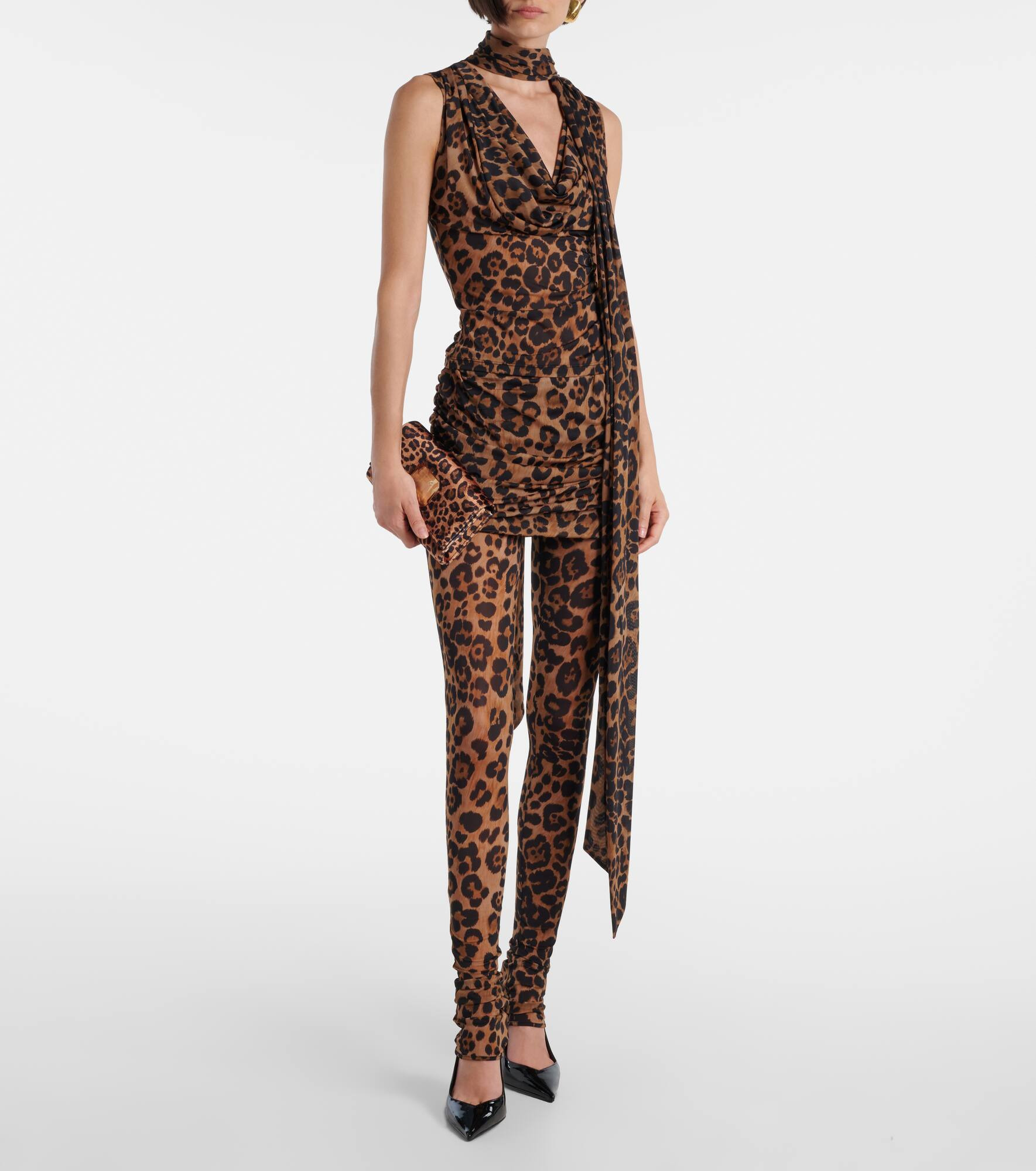 Leopard-printed jersey top - 2