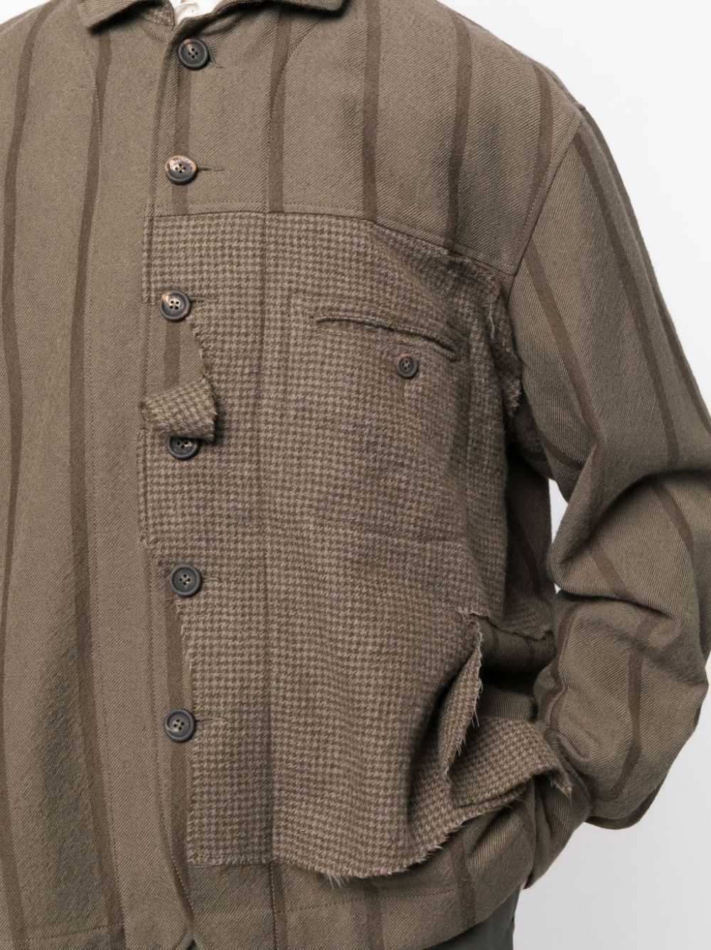 stripe-pattern spread-collar jacket - 5