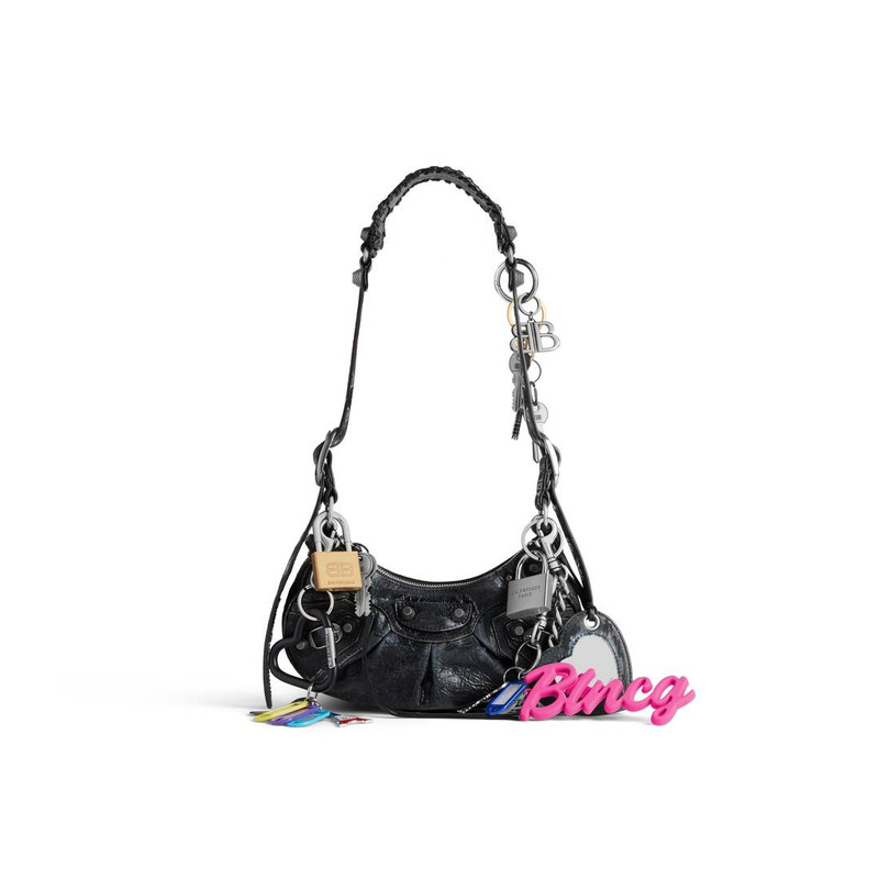 Women's Le Cagole Xs Shoulder Bag Used Effect With Charms  in Black 1