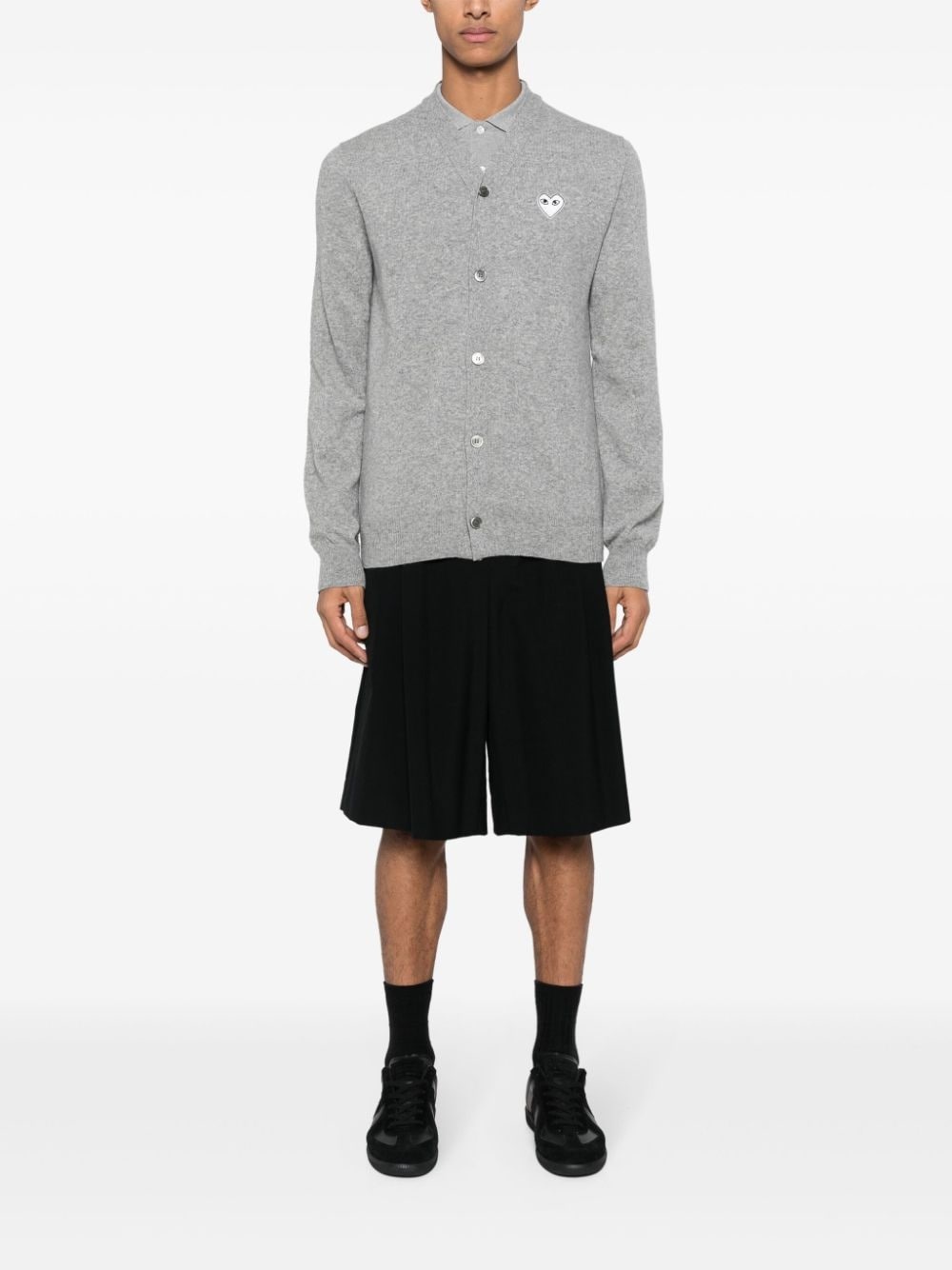 heart-patch mélange-effect wool cardigan - 2