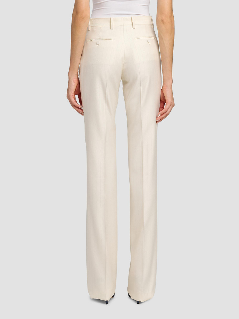 Women's Shadow Striped Wool-Silk Straight-Leg Pants - Yae Cream 5