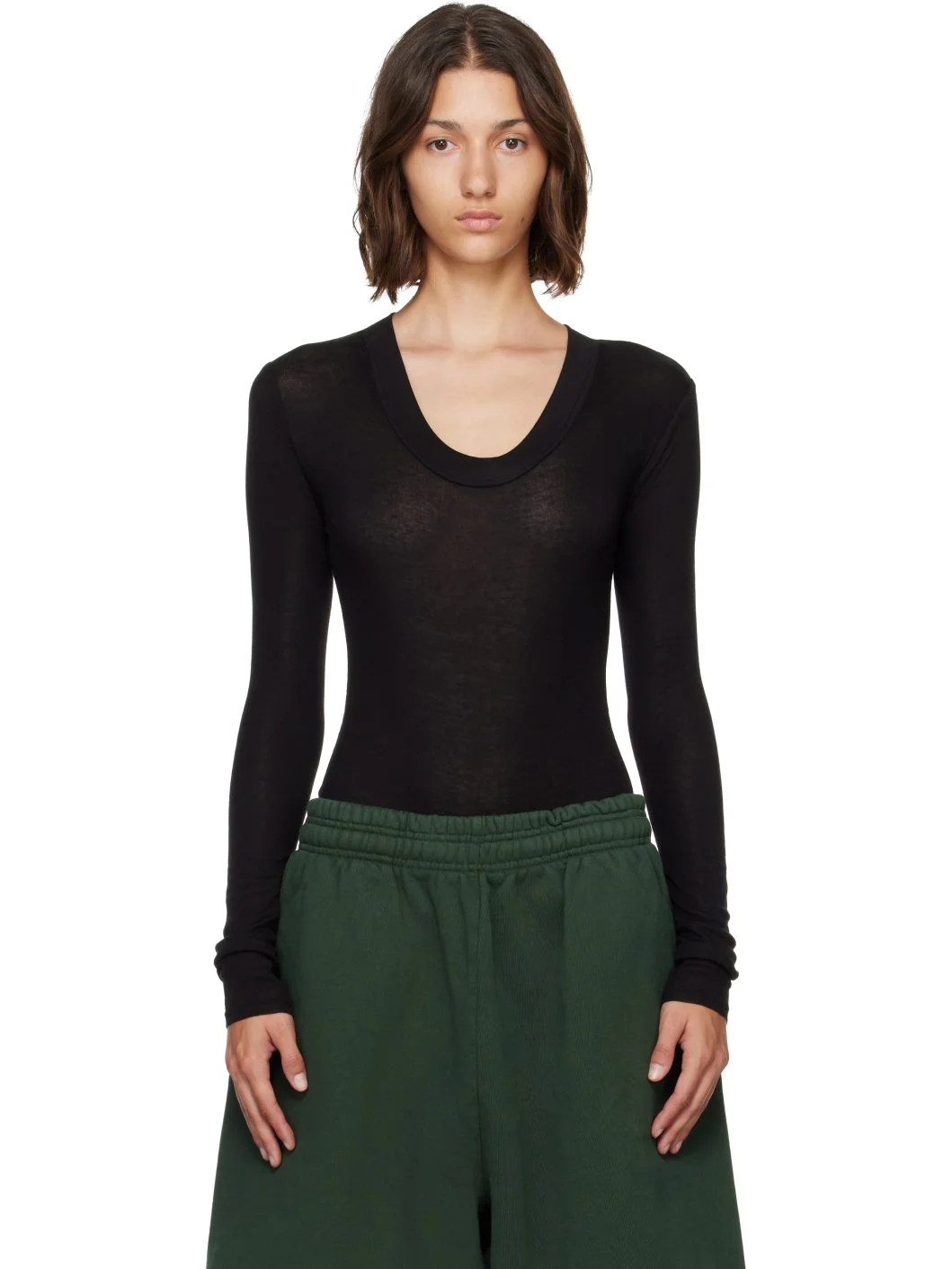 Black Circle Neck Bodysuit - 1