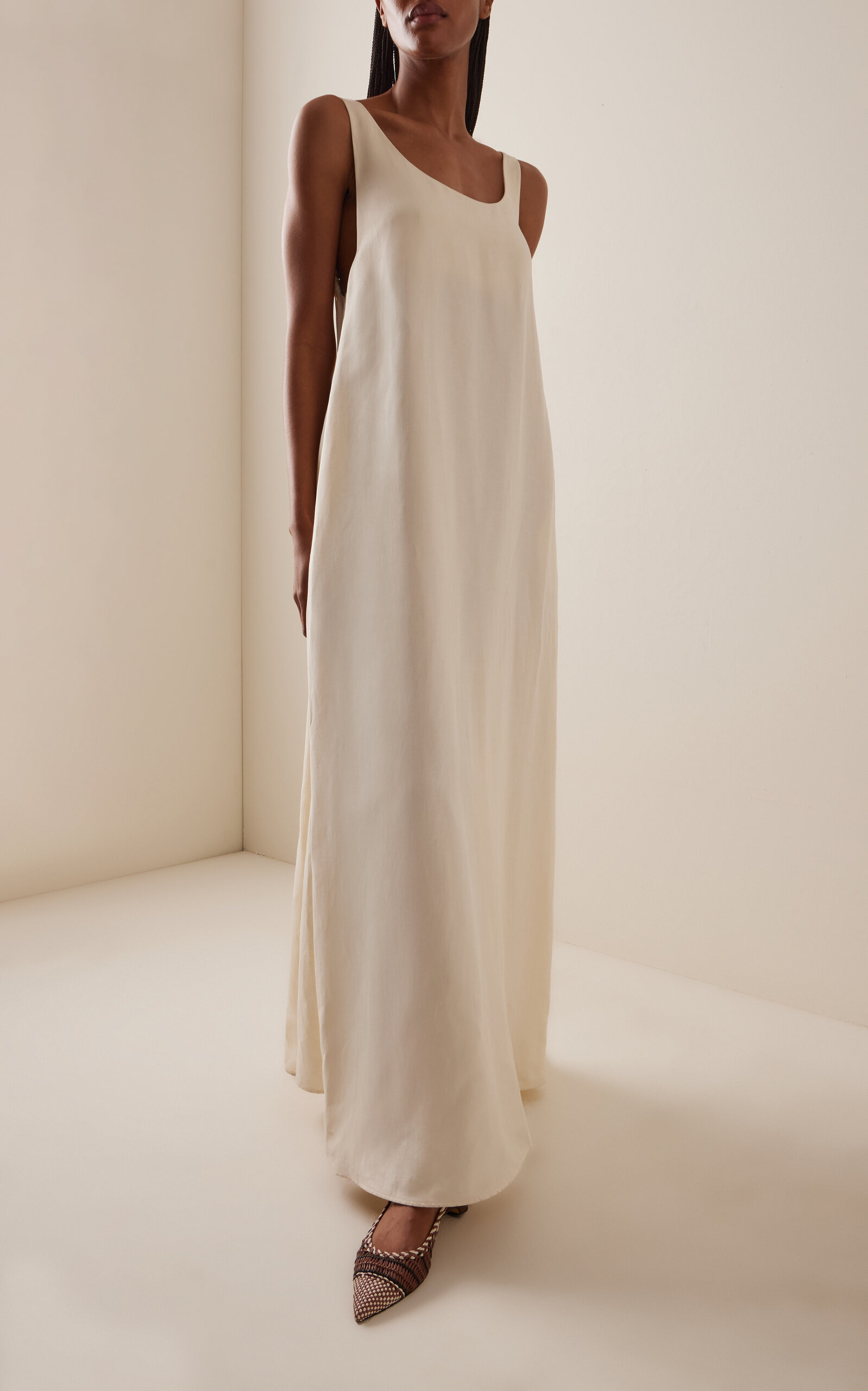 Aras Knotted Linen-Silk Maxi Dress ivory - 2